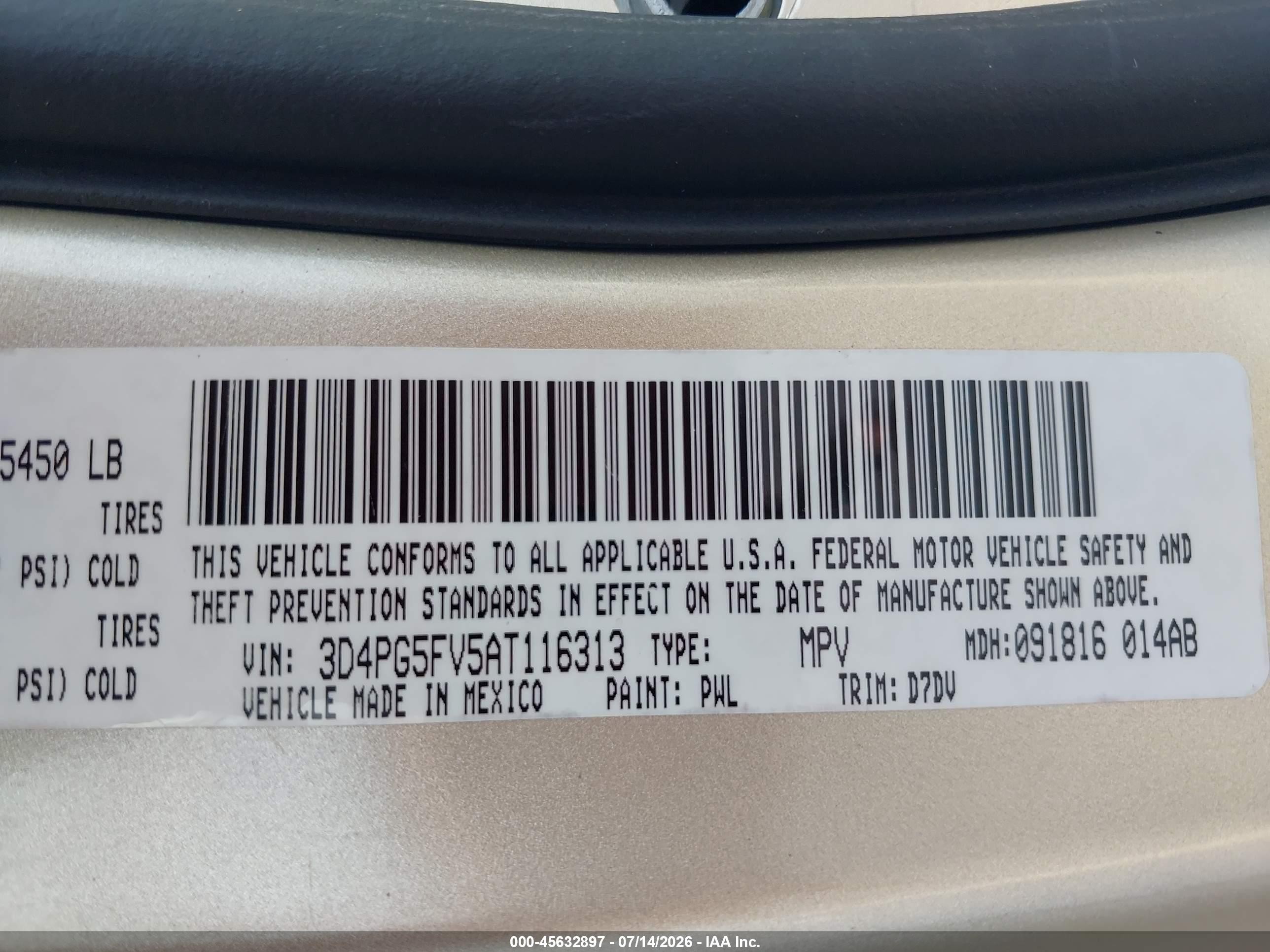2010 Dodge Journey Sxt Gold vin: 3D4PG5FV5AT116313