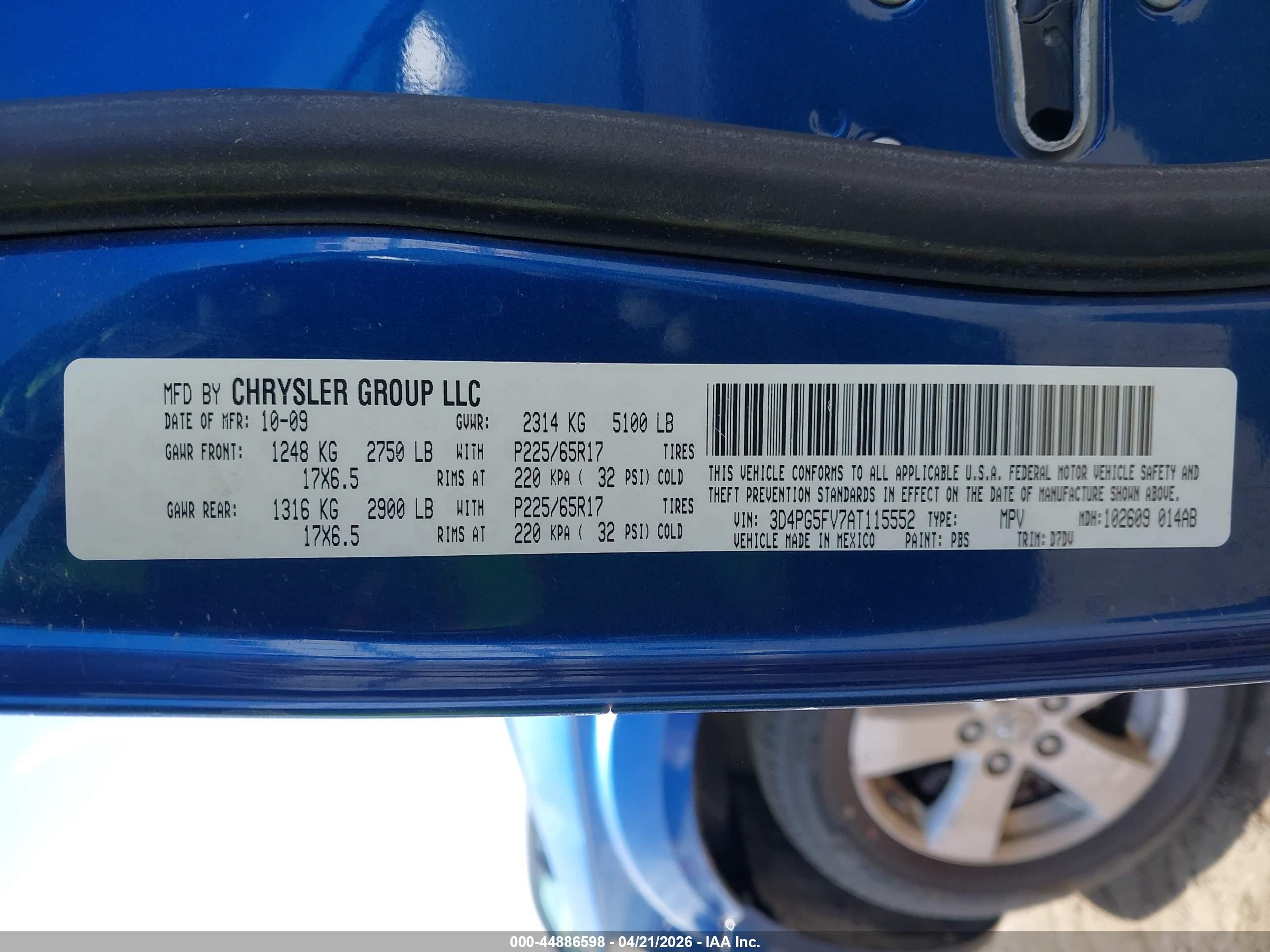 2010 Dodge Journey Sxt Синий vin: 3D4PG5FV7AT115552