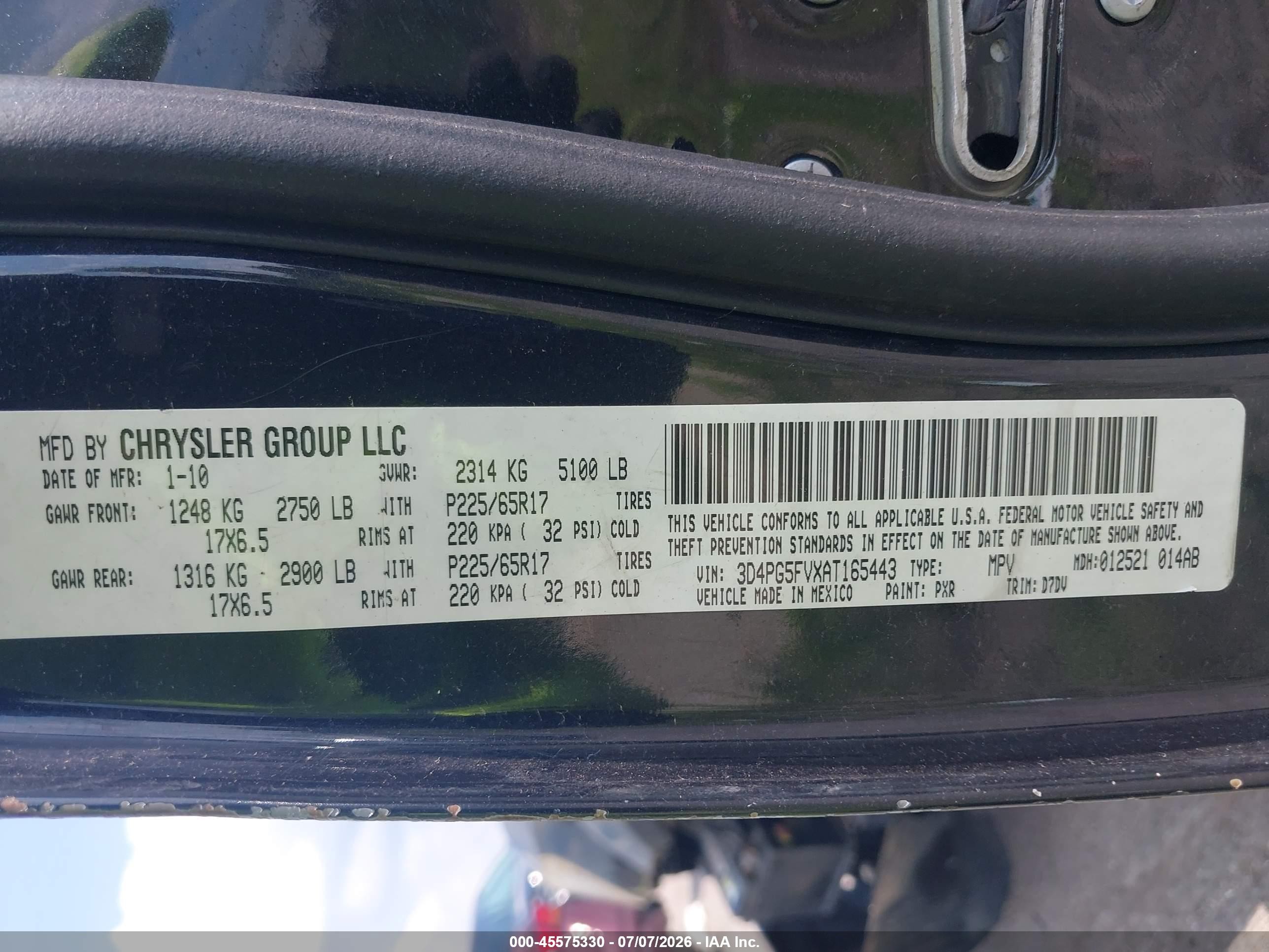 2010 Dodge Journey Sxt Black vin: 3D4PG5FVXAT165443