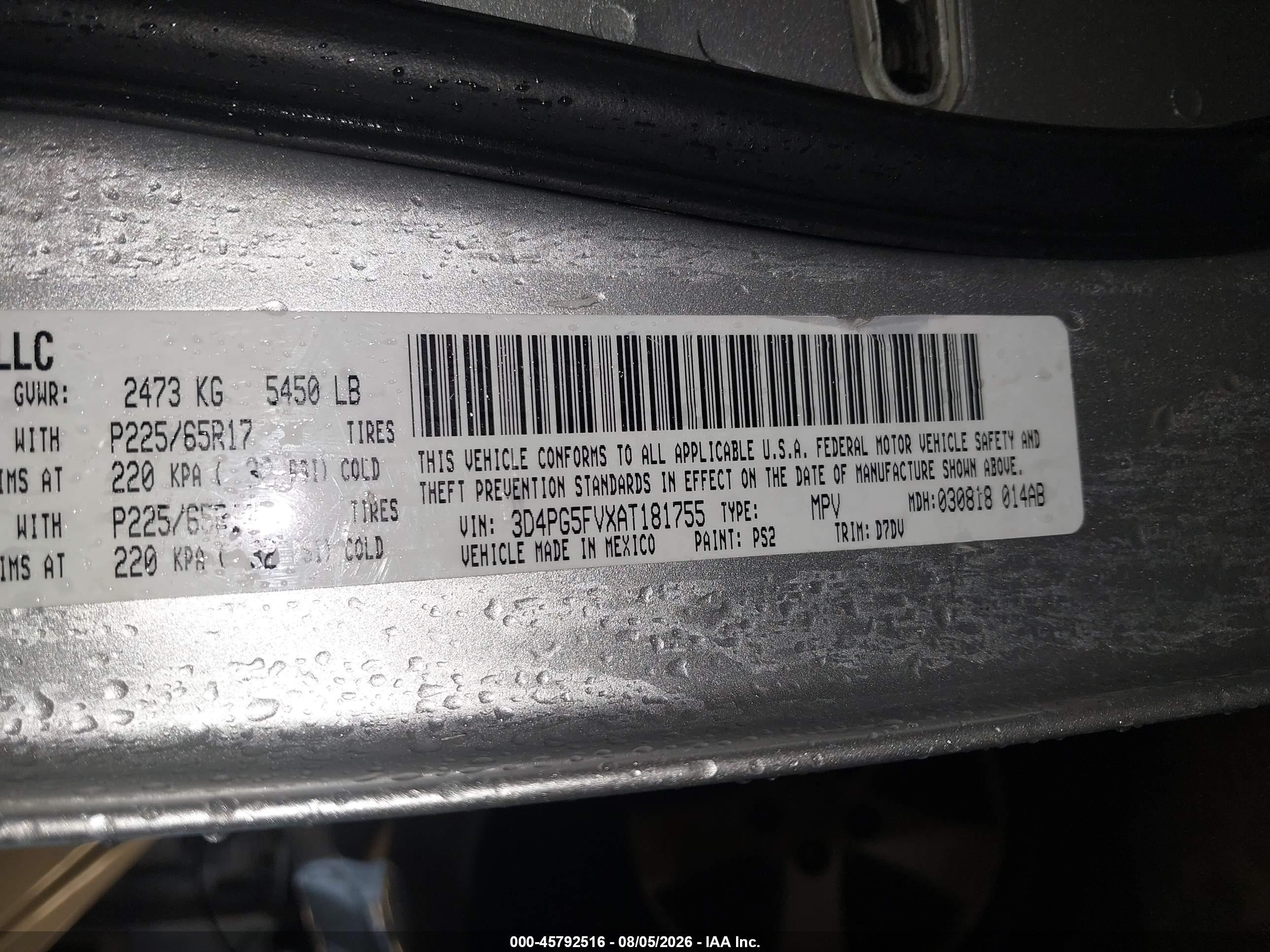 2010 Dodge Journey Sxt Silver vin: 3D4PG5FVXAT181755