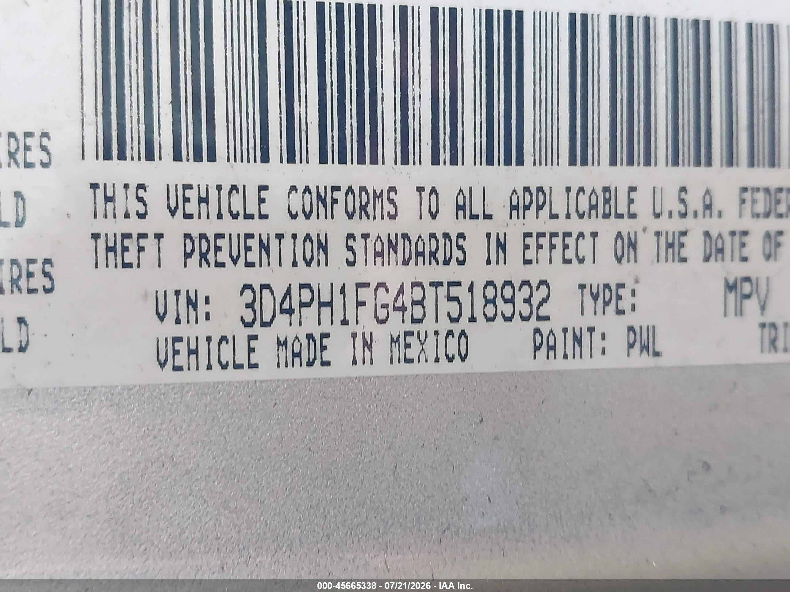 2011 Dodge Journey Mainstreet Золотой vin: 3D4PH1FG4BT518932