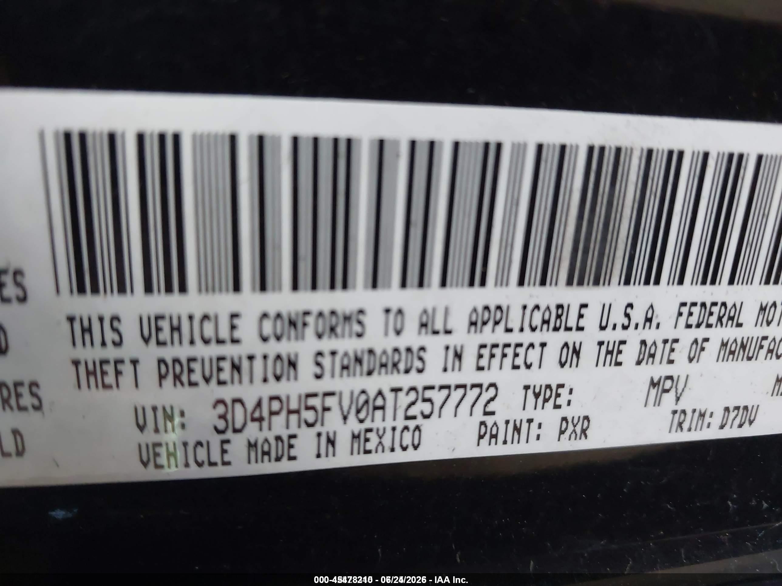 2010 Dodge Journey Sxt Black vin: 3D4PH5FV0AT257772