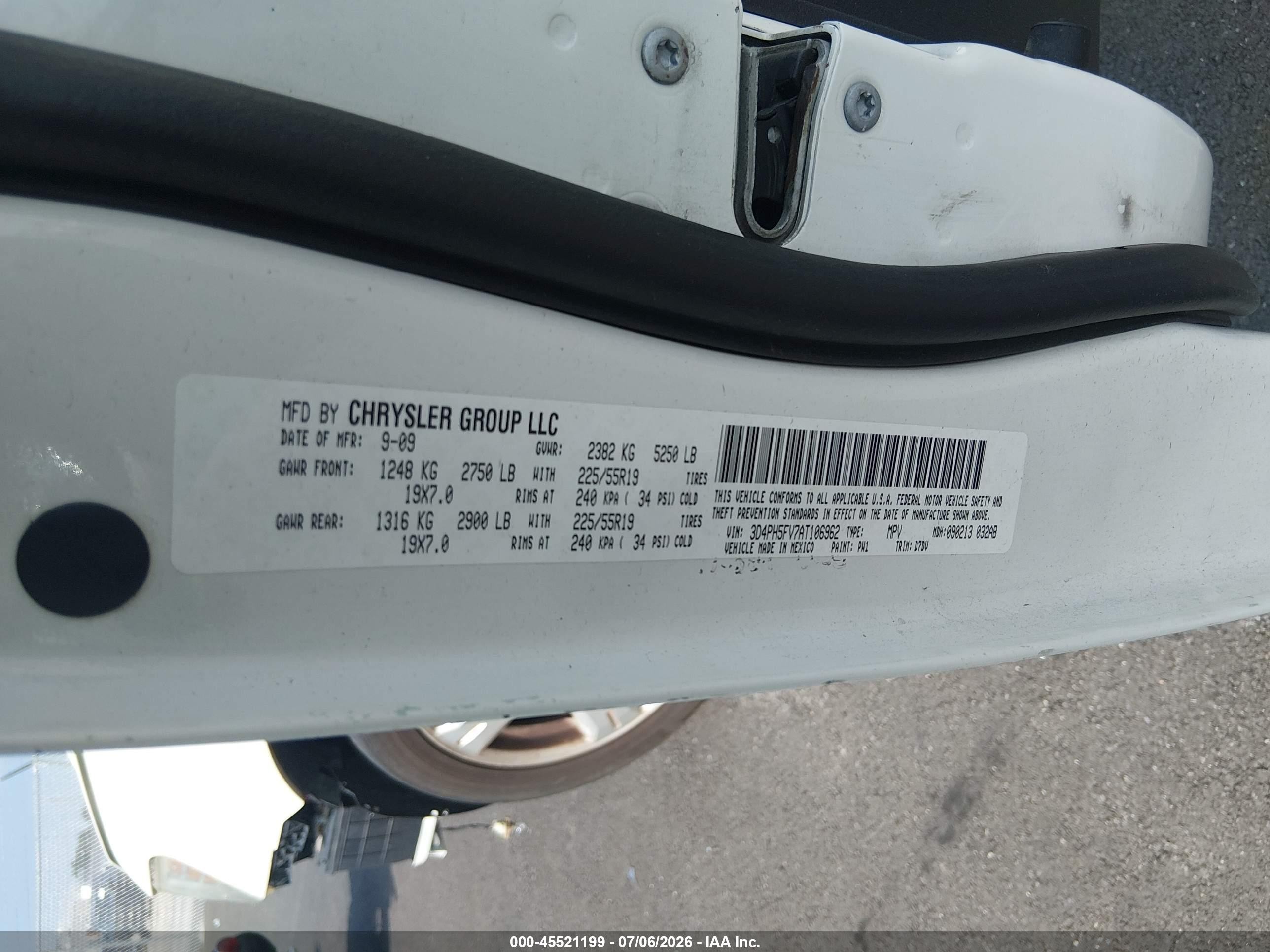 2010 Dodge Journey Sxt White vin: 3D4PH5FV7AT106962