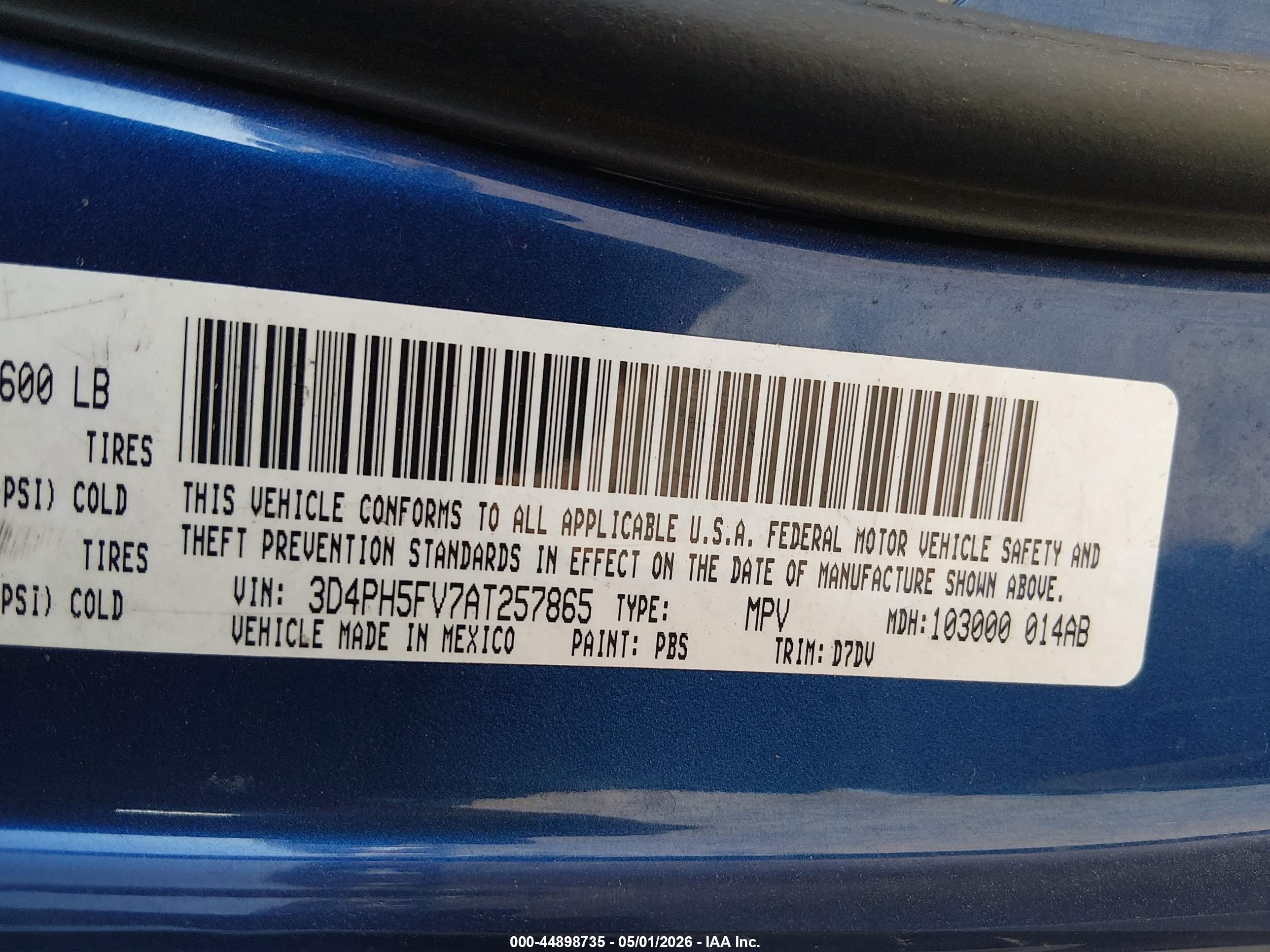 2010 Dodge Journey Sxt Blue vin: 3D4PH5FV7AT257865