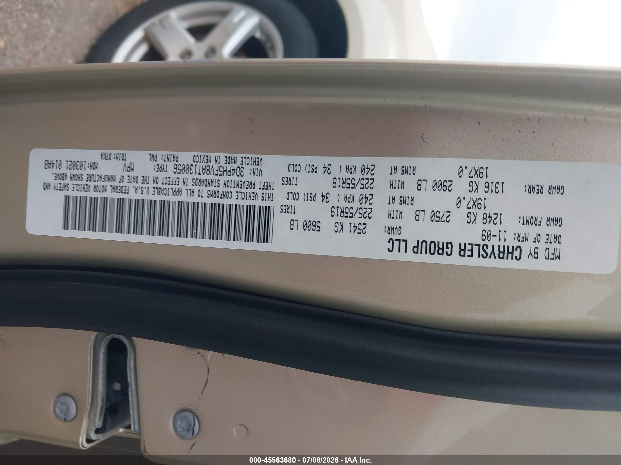 2010 Dodge Journey Sxt Gold vin: 3D4PH5FV8AT130056