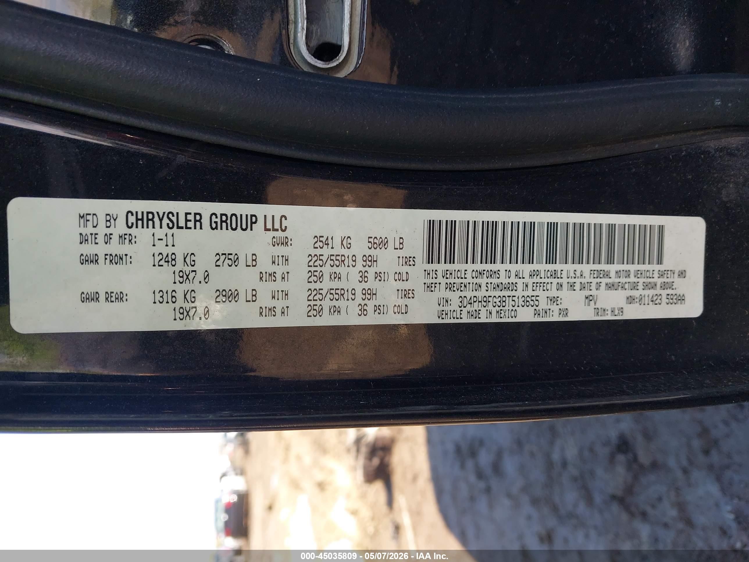 2011 Dodge Journey Lux Black vin: 3D4PH9FG3BT513655