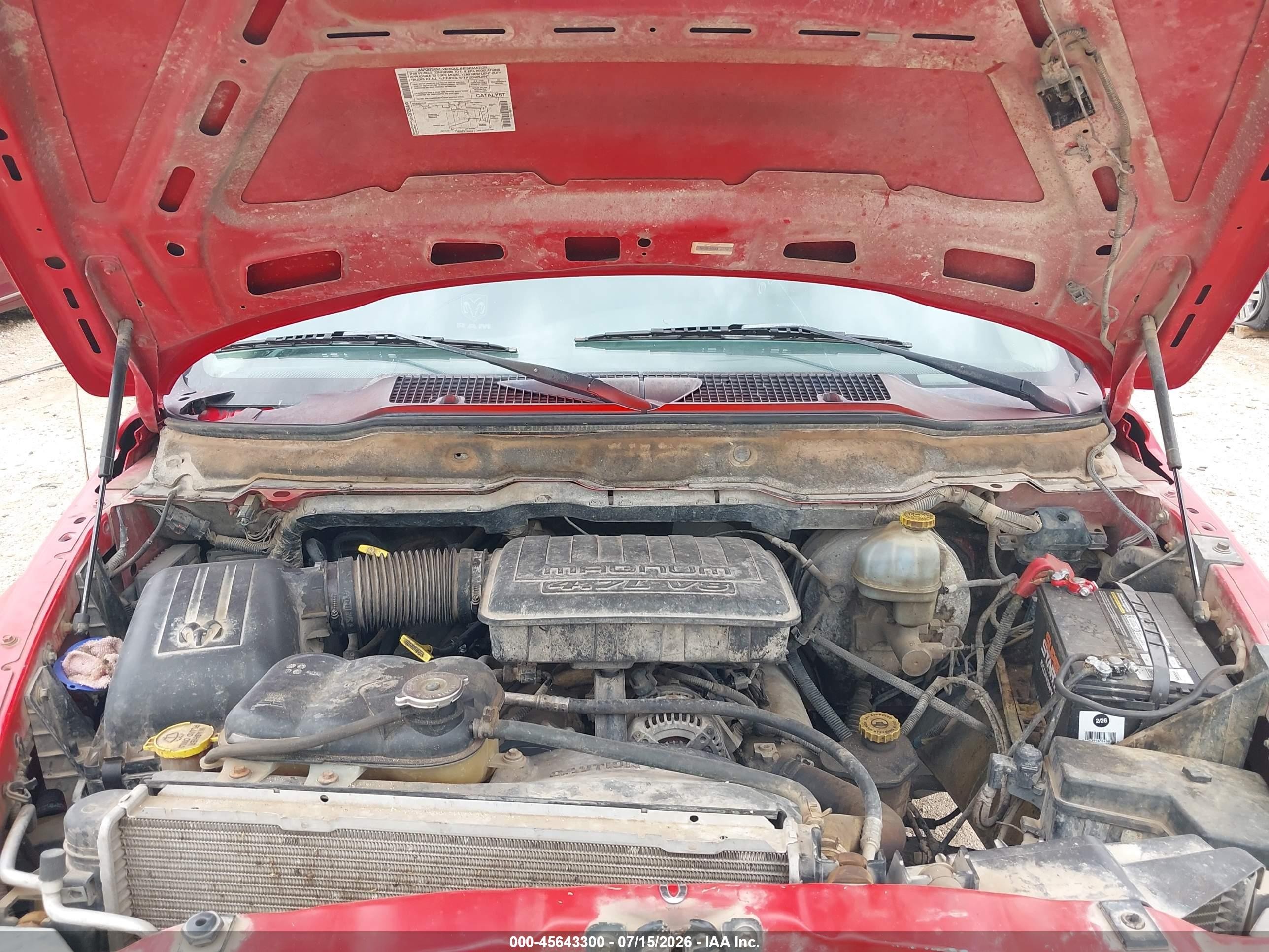2002 Dodge Ram 1500 St Red vin: 3D7HA18N22G180219