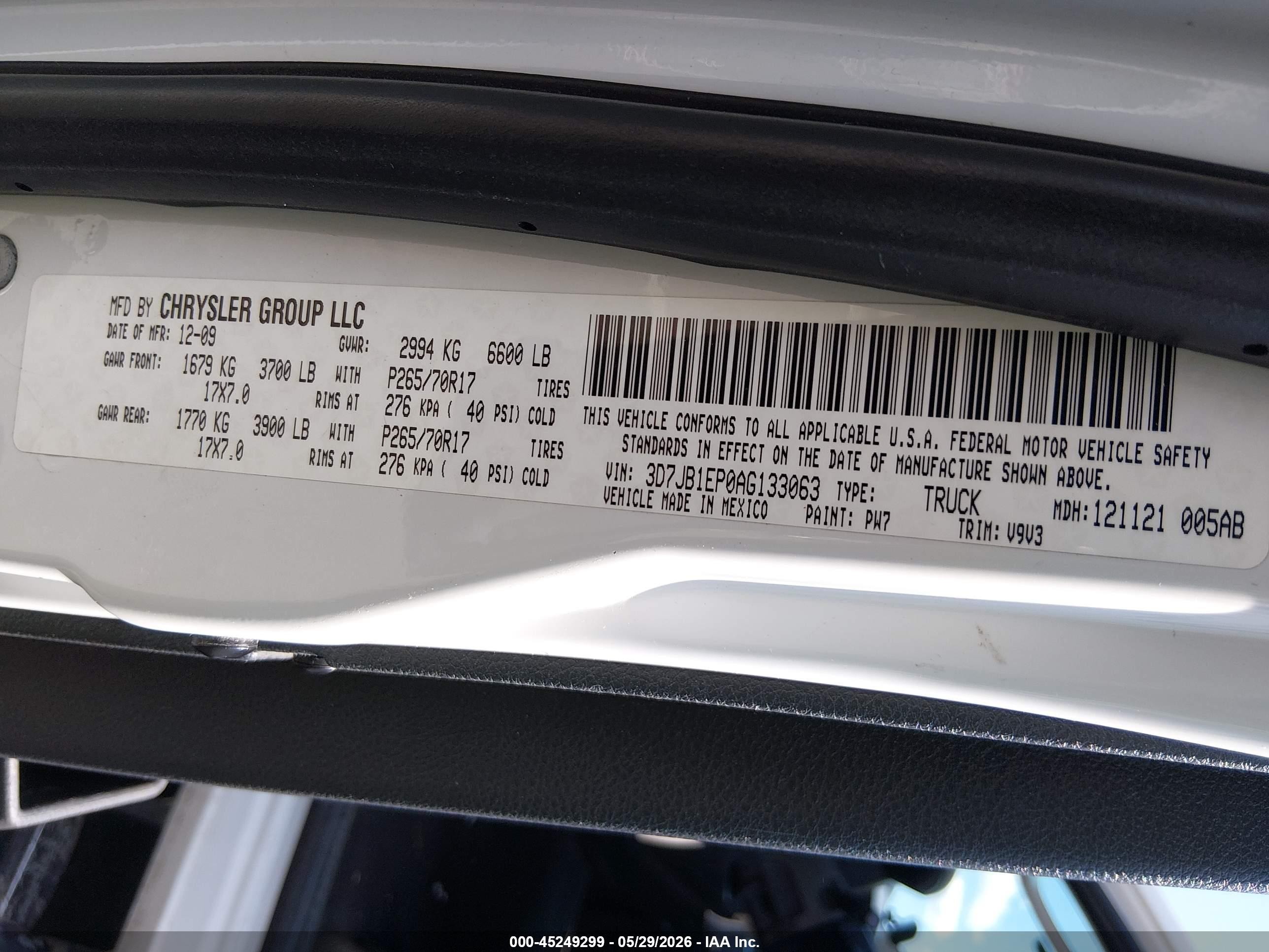2010 Dodge Ram 1500 Slt/trx White vin: 3D7JB1EP0AG133063