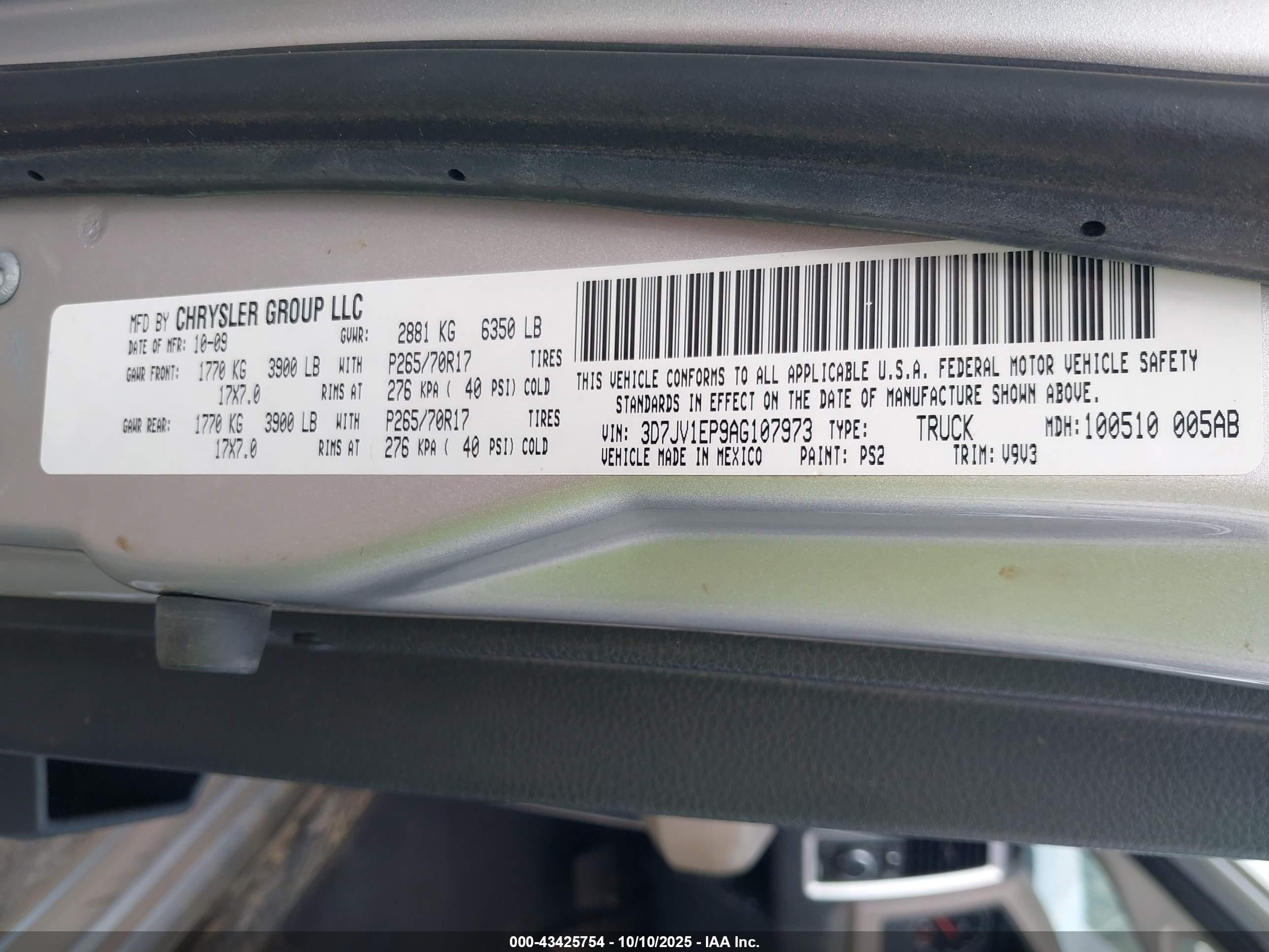 2010 Dodge Ram 1500 Slt/sport/trx Silver vin: 3D7JV1EP9AG107973
