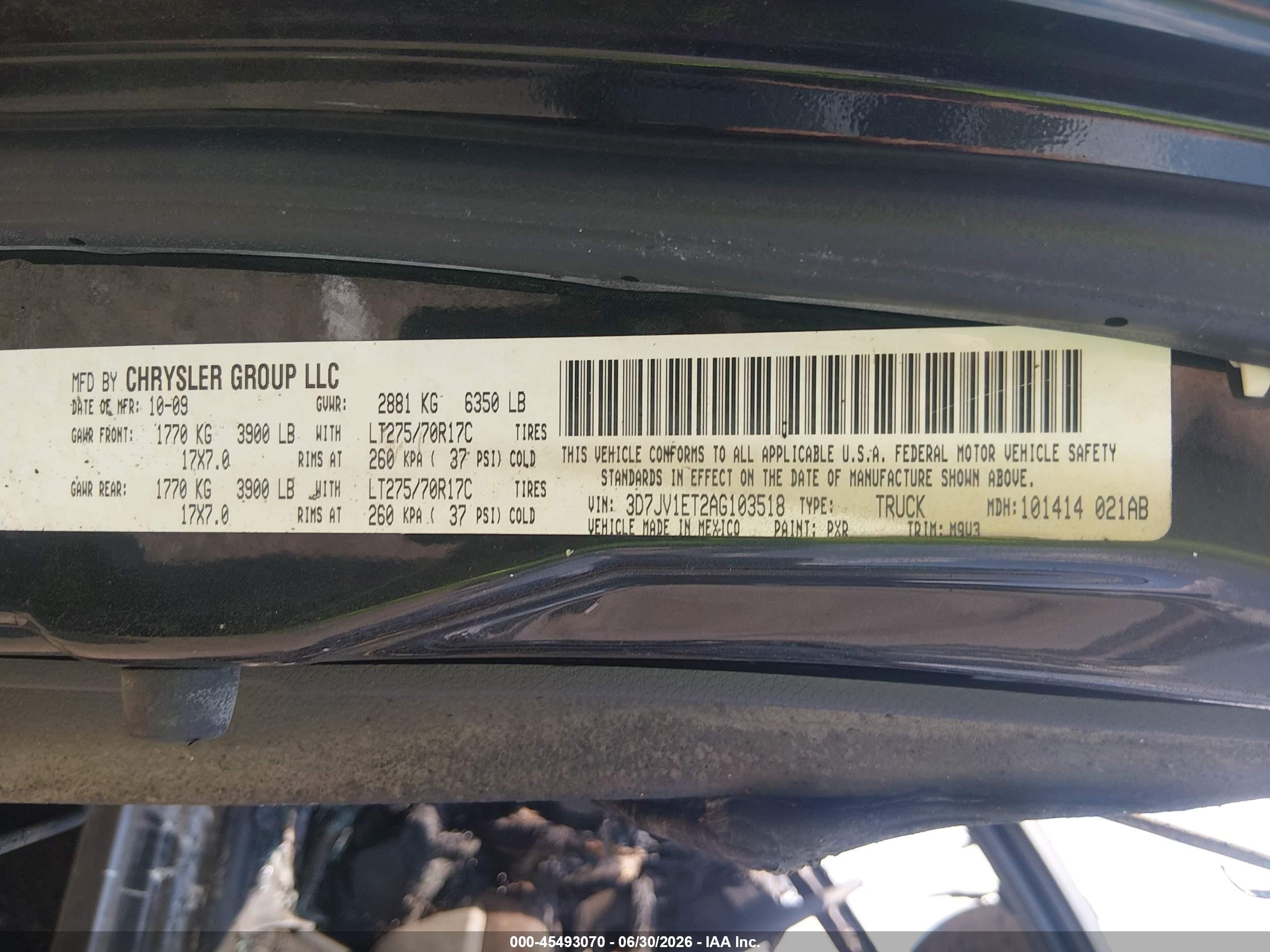 2010 Dodge Ram 1500 Slt/sport/trx Black vin: 3D7JV1ET2AG103518