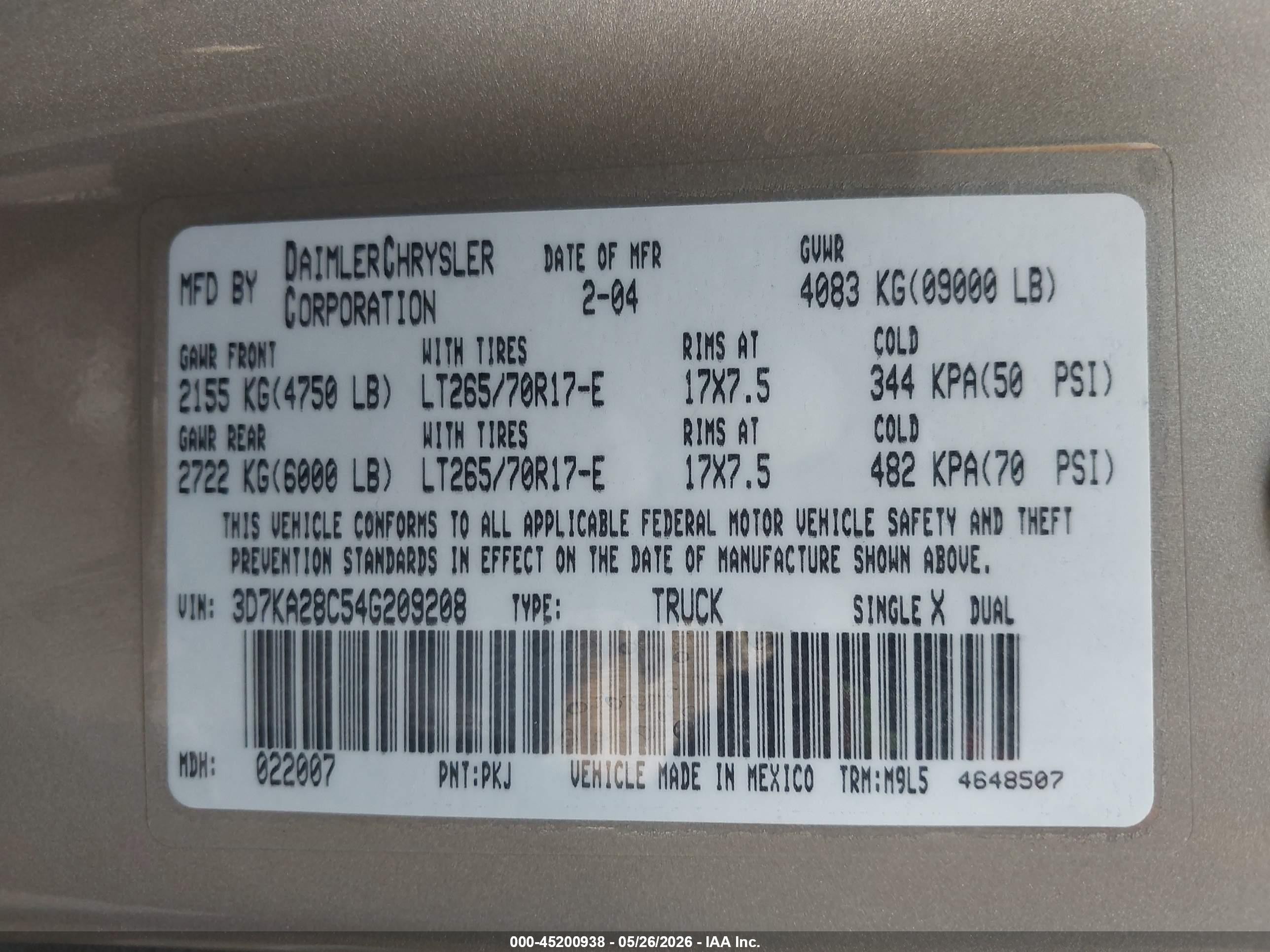 2004 Dodge Ram 2500 Slt/laramie Gold vin: 3D7KA28C54G209208