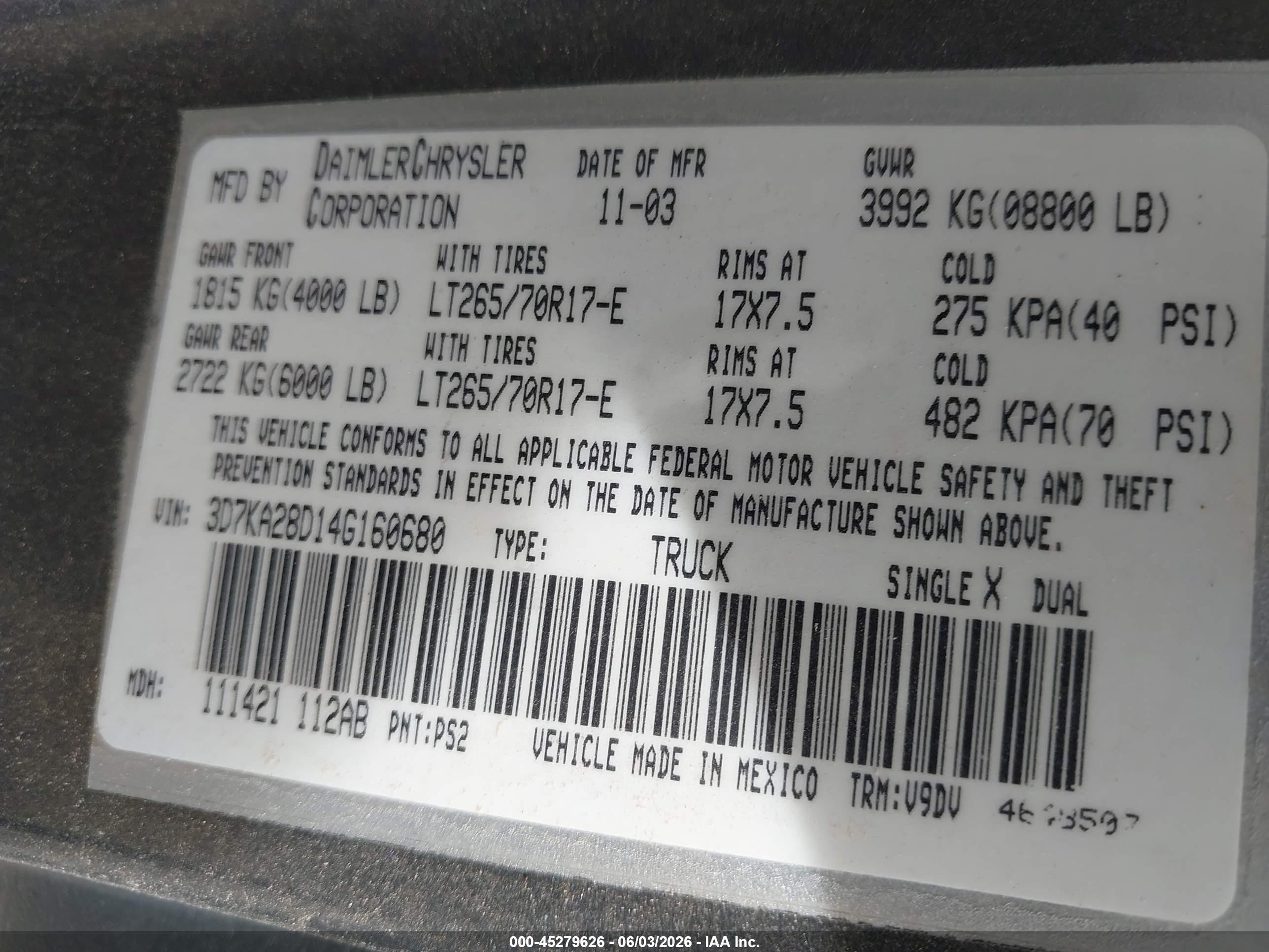 2004 Dodge Ram 2500 Slt/laramie Gray vin: 3D7KA28D14G160680