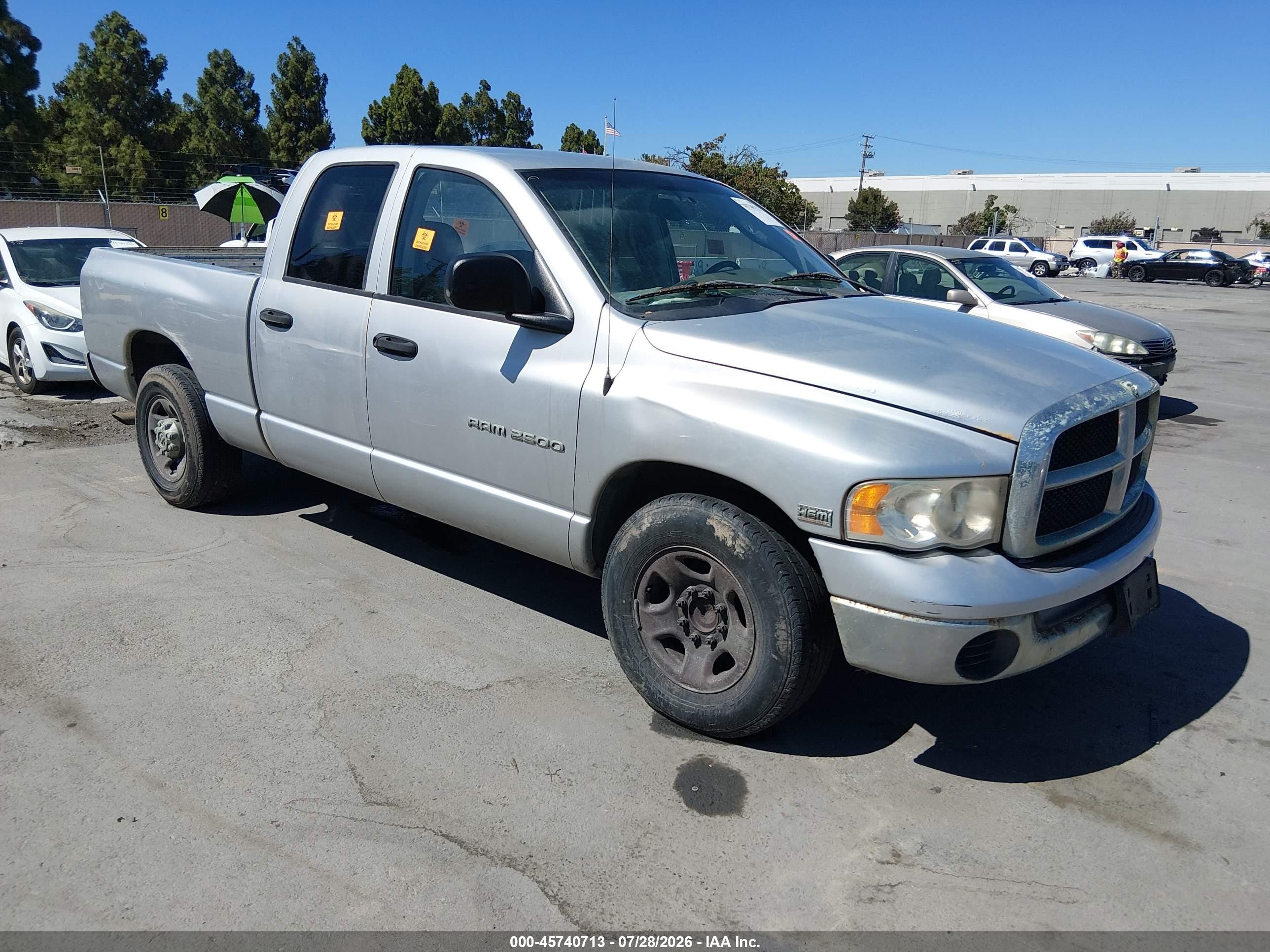 2003 Dodge Ram 2500 Slt/laramie/st Silver vin: 3D7KA28D63G825734