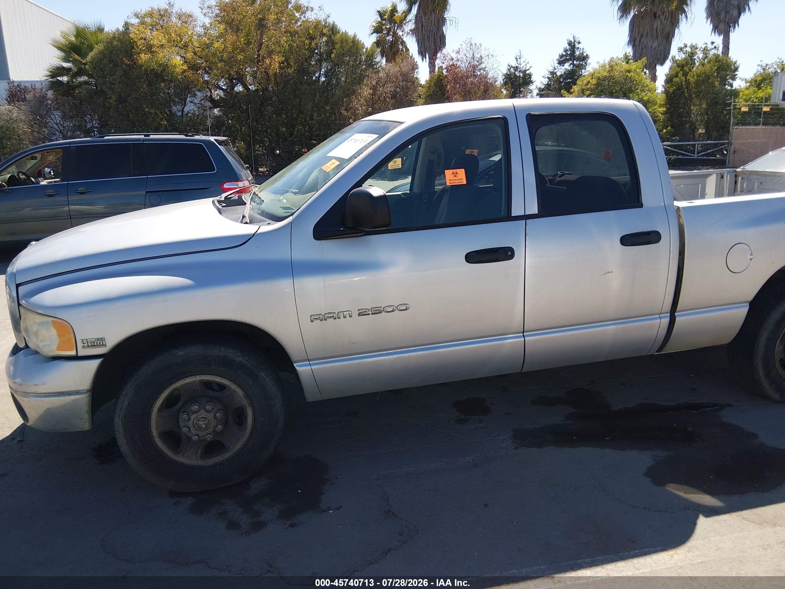 2003 Dodge Ram 2500 Slt/laramie/st Silver vin: 3D7KA28D63G825734