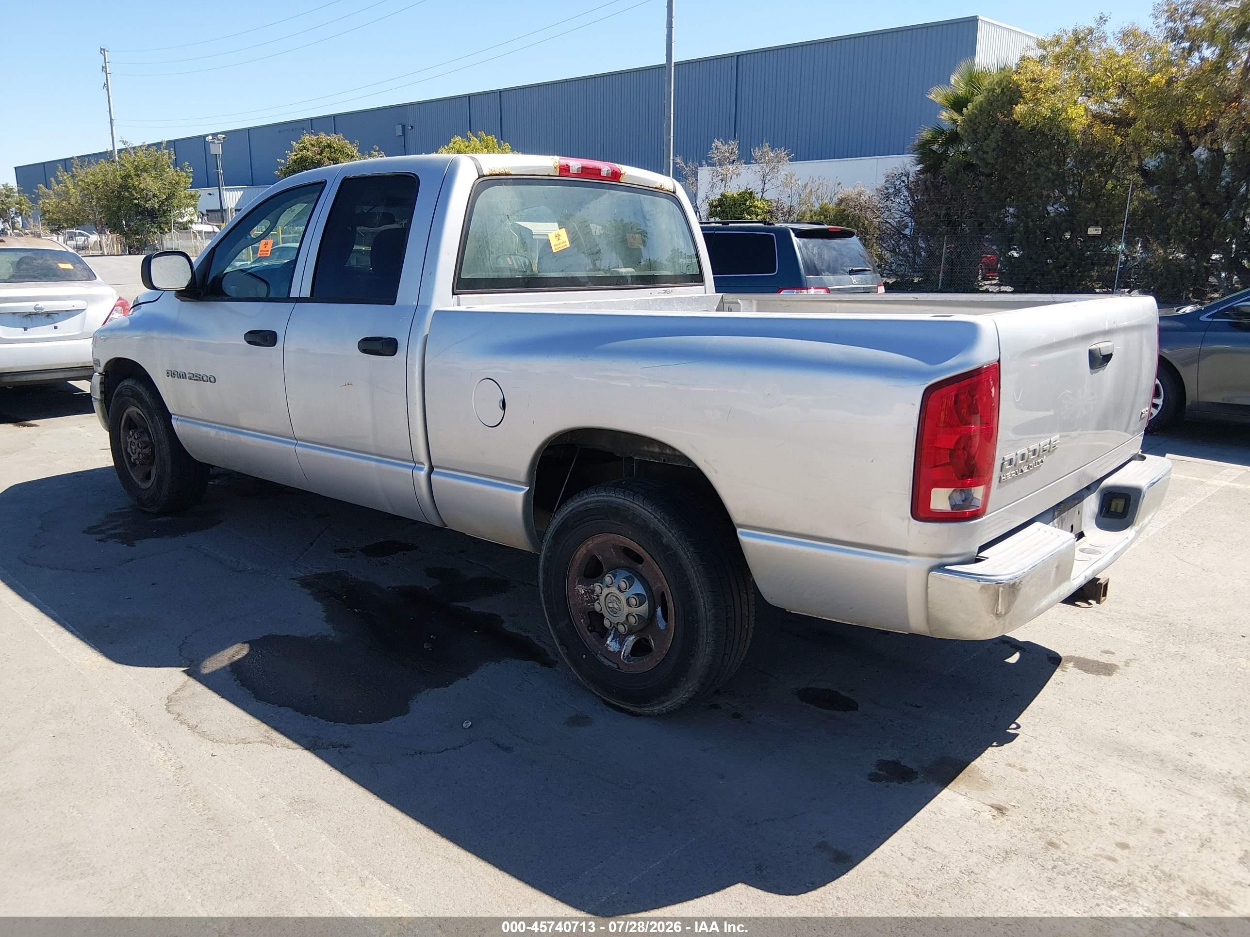 2003 Dodge Ram 2500 Slt/laramie/st Silver vin: 3D7KA28D63G825734