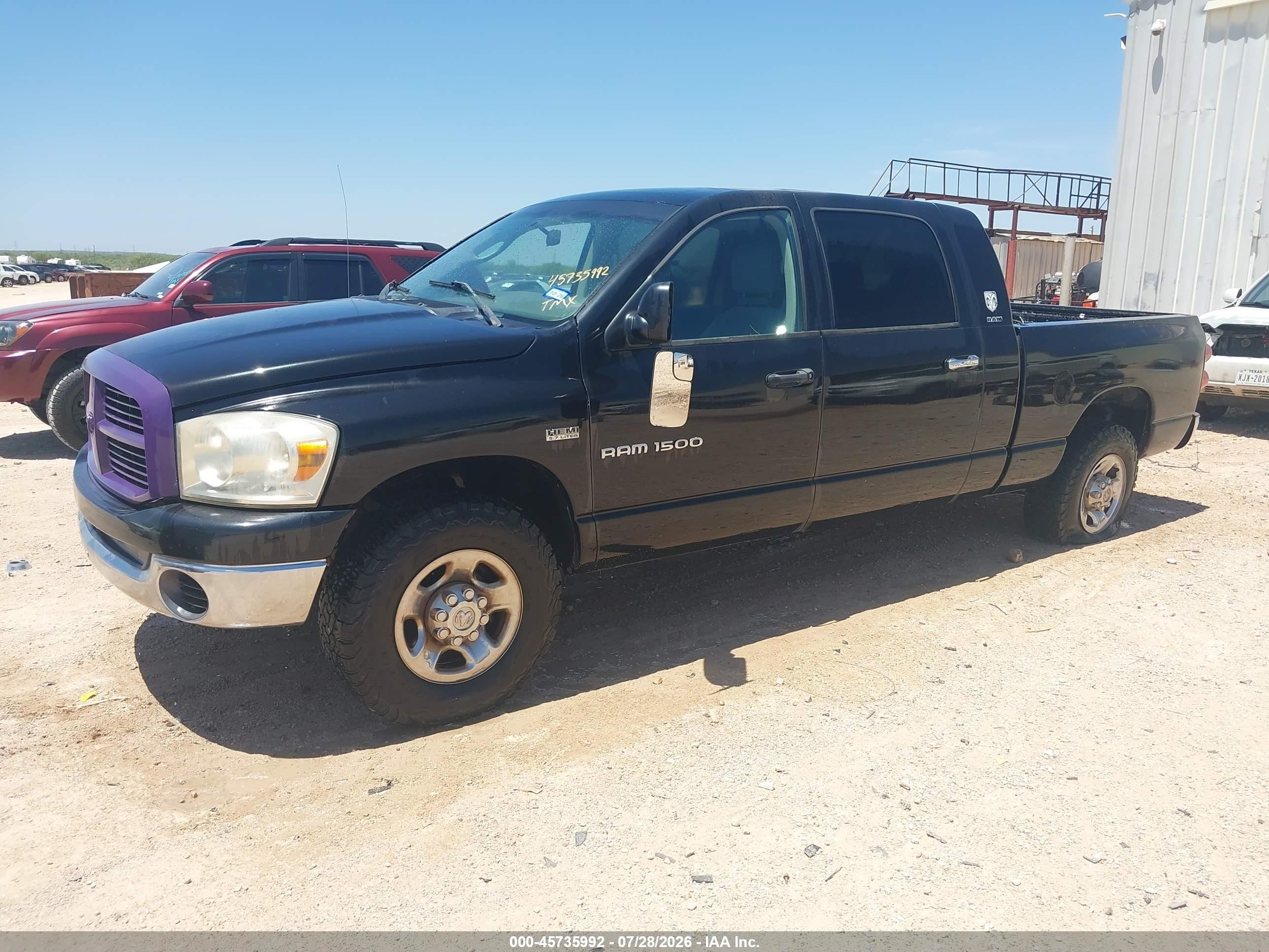 2007 Dodge Ram 1500 Slt Black vin: 3D7KR19D97G853390