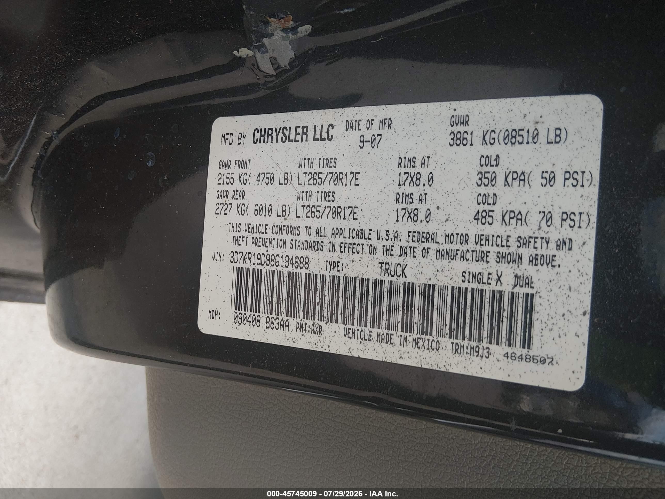 2008 Dodge Ram 1500 Sxt/slt Черный vin: 3D7KR19D98G134688