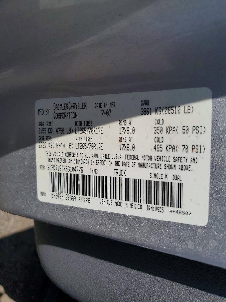 2008 Dodge Ram 1500 Silver vin: 3D7KR19DX8G104776