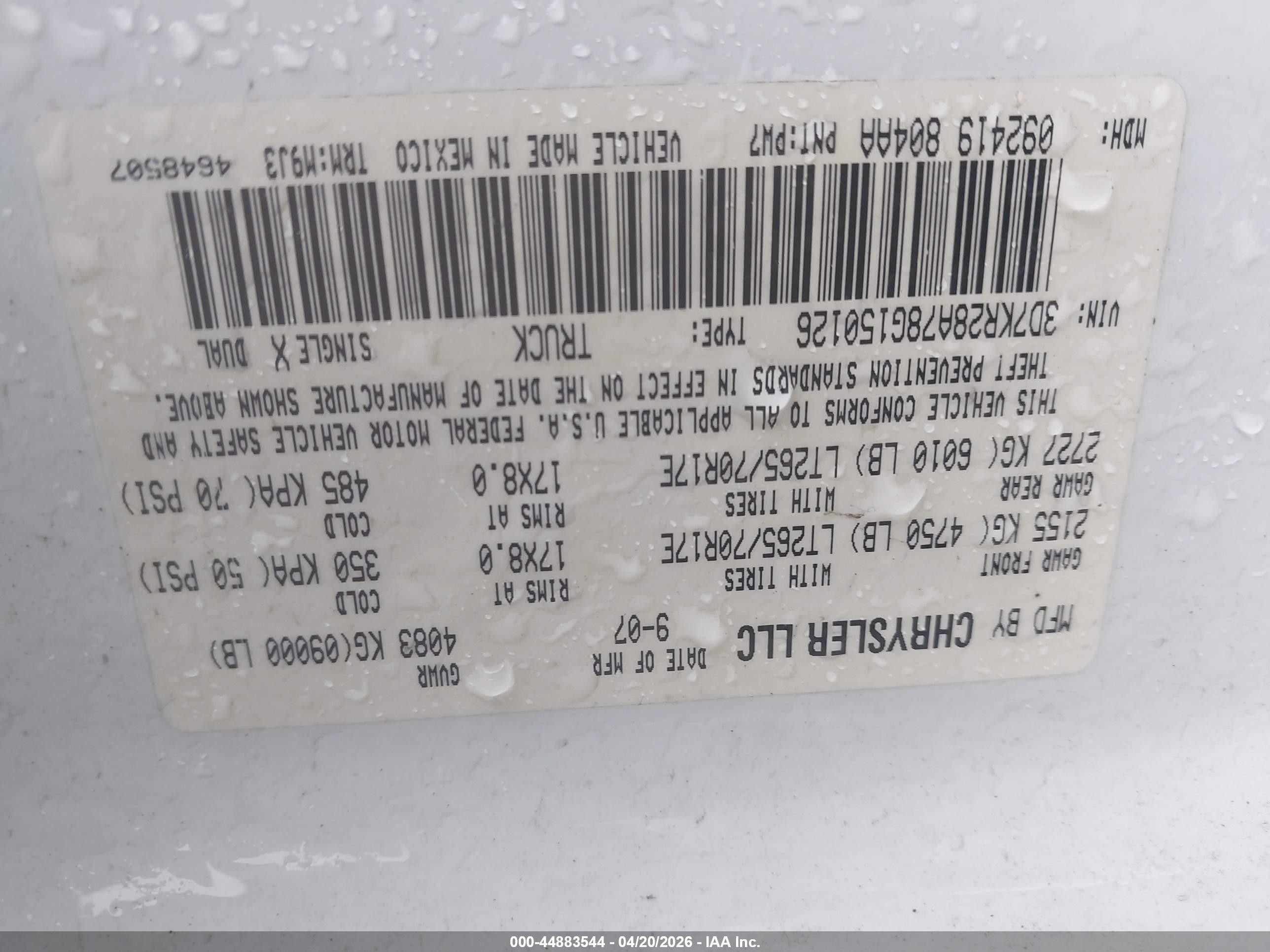 2008 Dodge Ram 2500 Slt White vin: 3D7KR28A78G150126