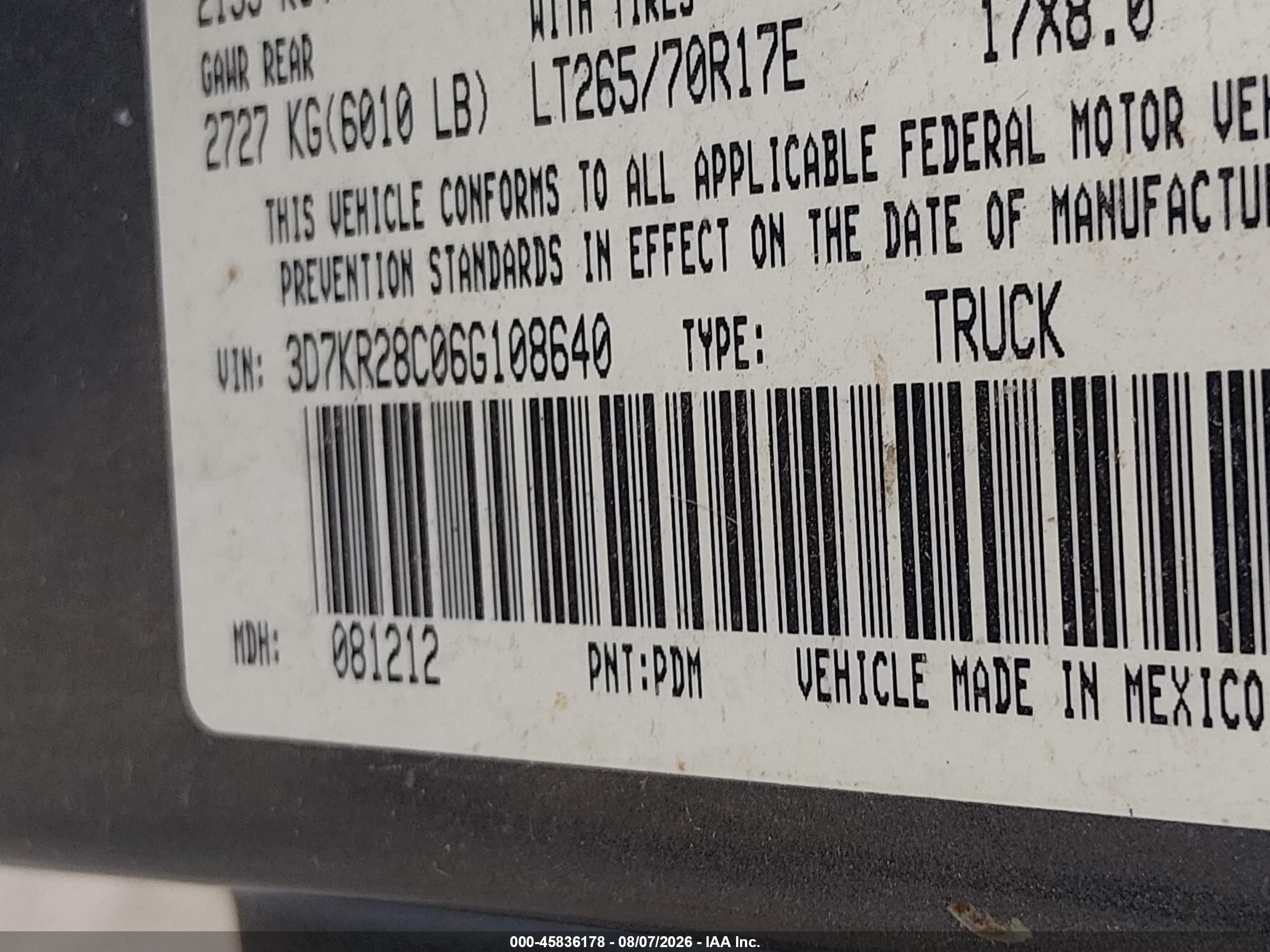 2006 Dodge Ram 2500 Slt/sport Gray vin: 3D7KR28C06G108640