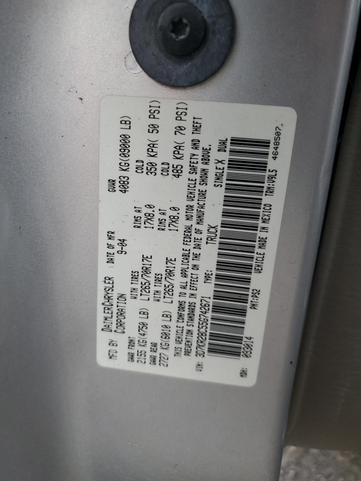 2005 Dodge Ram 2500 St Silver vin: 3D7KR28C55G742671