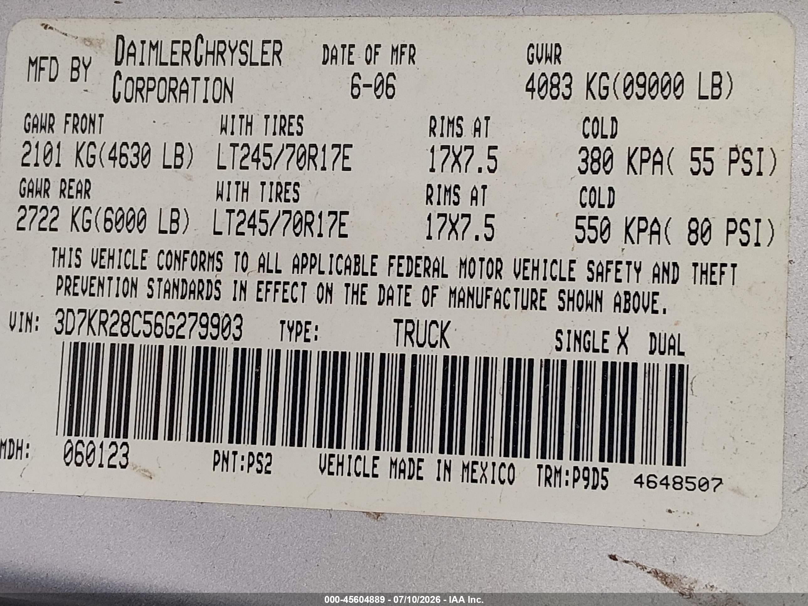 2006 Dodge Ram 2500 St Silver vin: 3D7KR28C56G279903