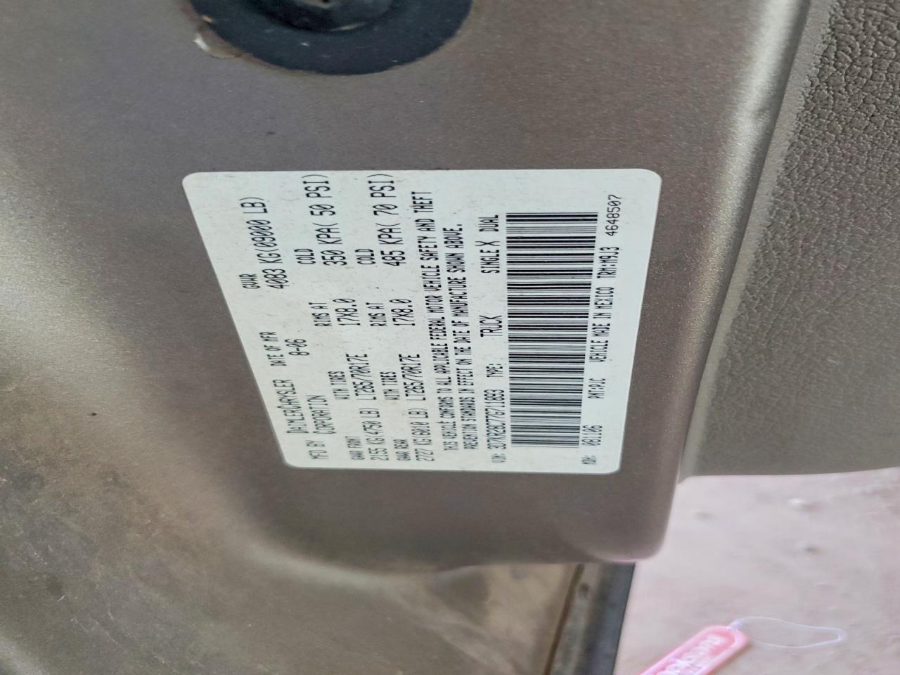 2007 Dodge Ram 2500 St Tan vin: 3D7KR28C77G711893