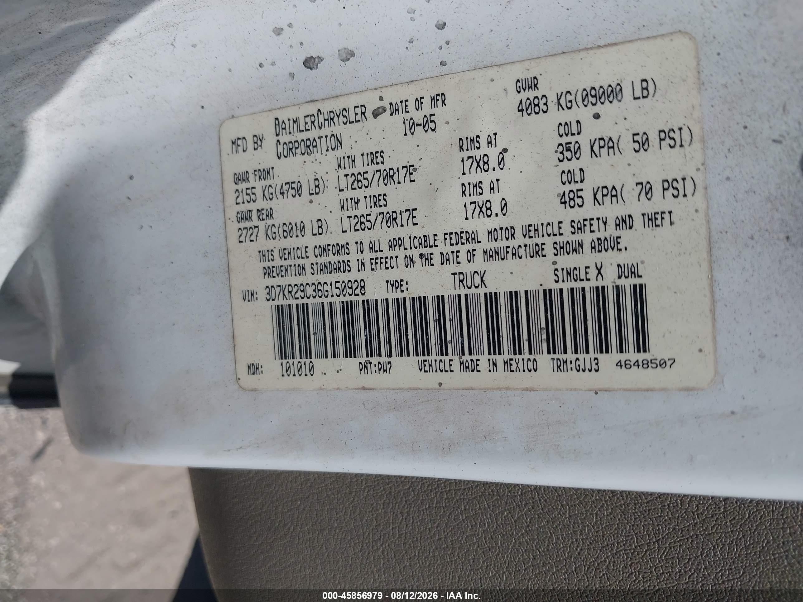 2006 Dodge Ram 2500 Laramie Белый vin: 3D7KR29C36G150928