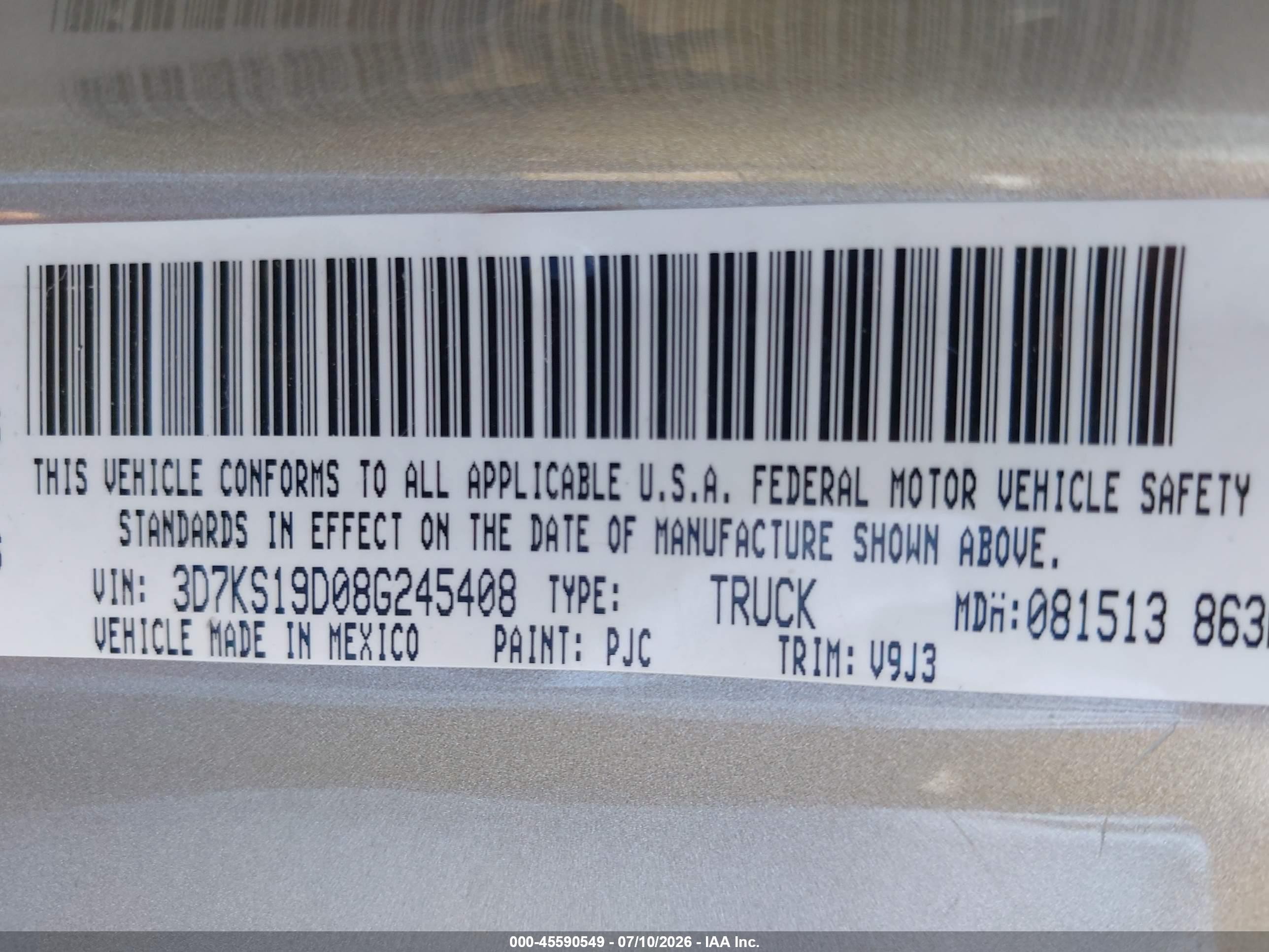 2008 Dodge Ram 1500 Sxt/slt Beige vin: 3D7KS19D08G245408