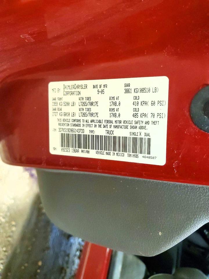 2006 Dodge Ram 1500 Red vin: 3D7KS19D96G143733
