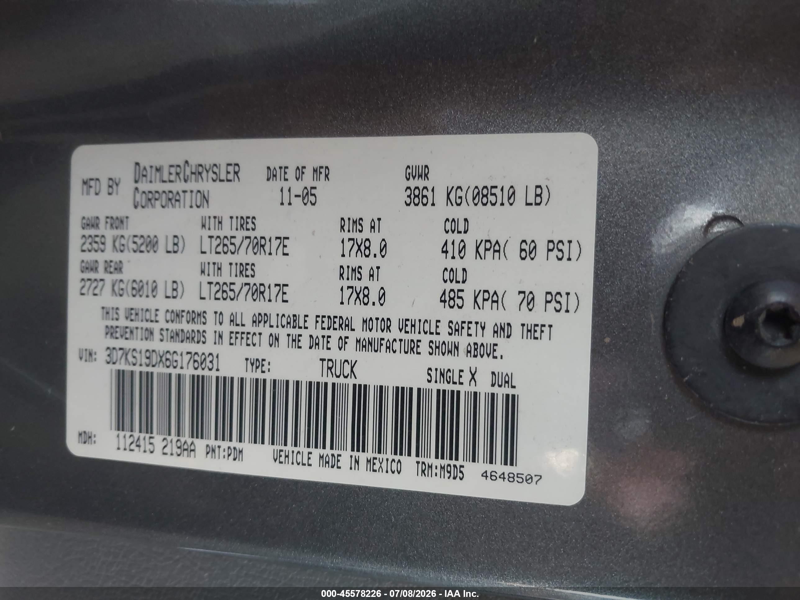 2006 Dodge Ram 1500 Slt Gray vin: 3D7KS19DX6G176031