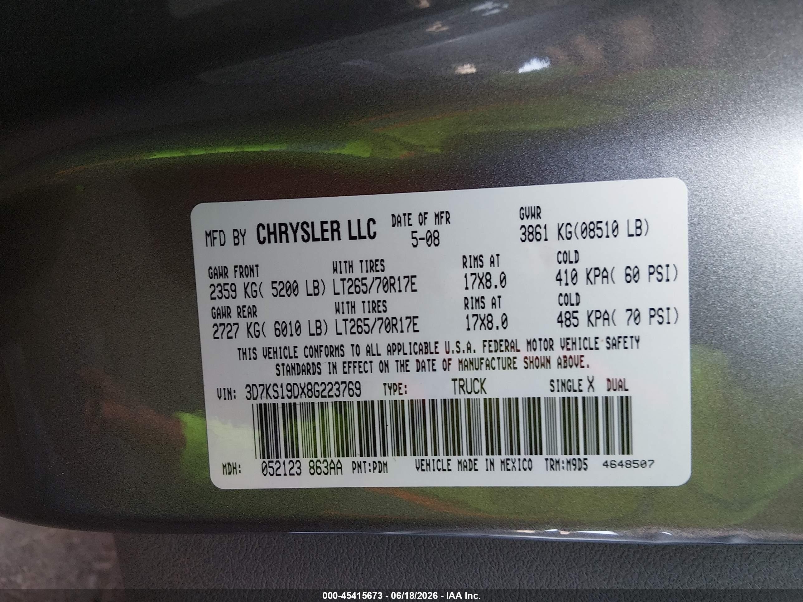 2008 Dodge Ram 1500 Sxt/slt Gray vin: 3D7KS19DX8G223769