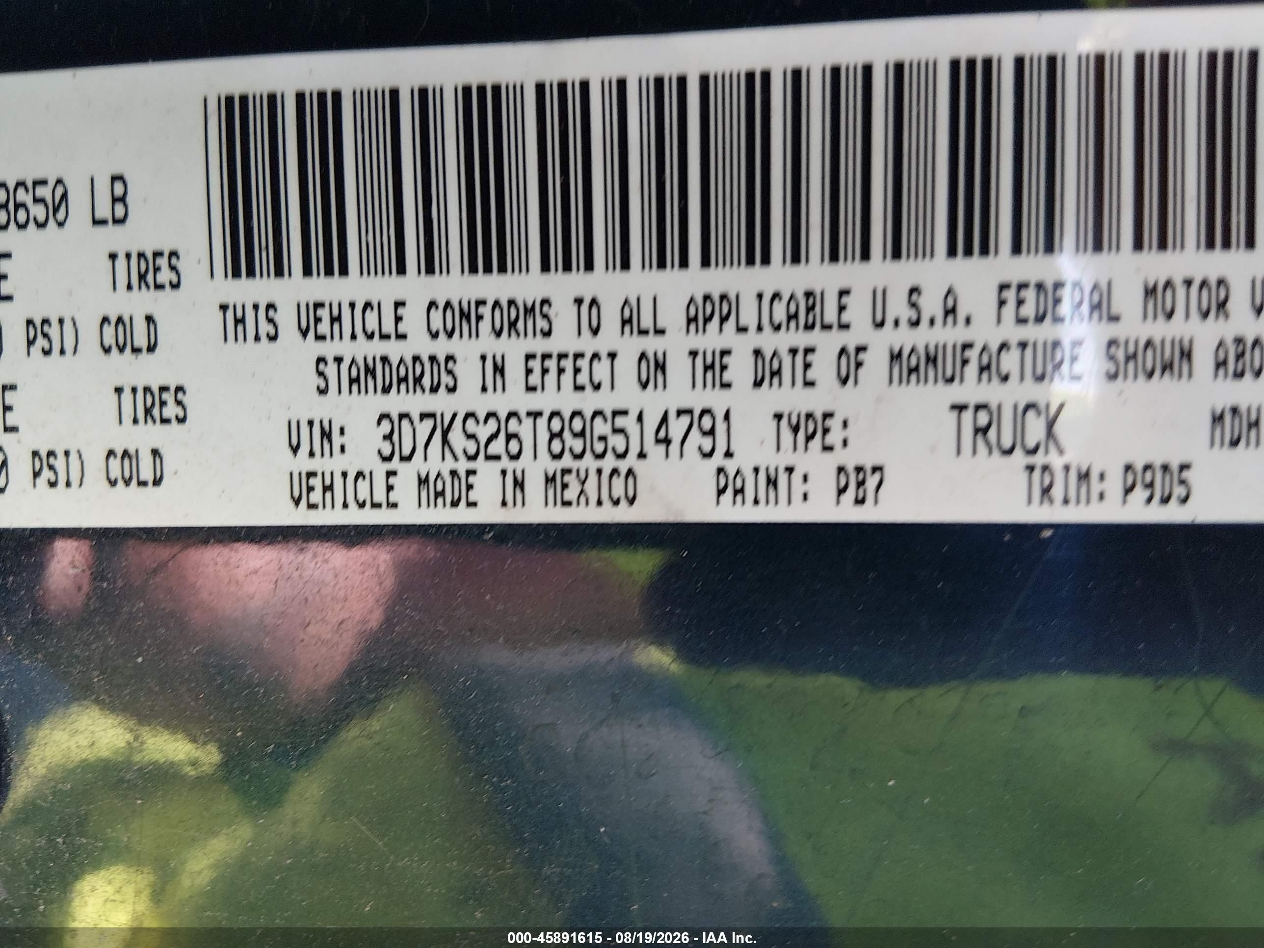 2009 Dodge Ram 2500 Slt Blue vin: 3D7KS26T89G514791