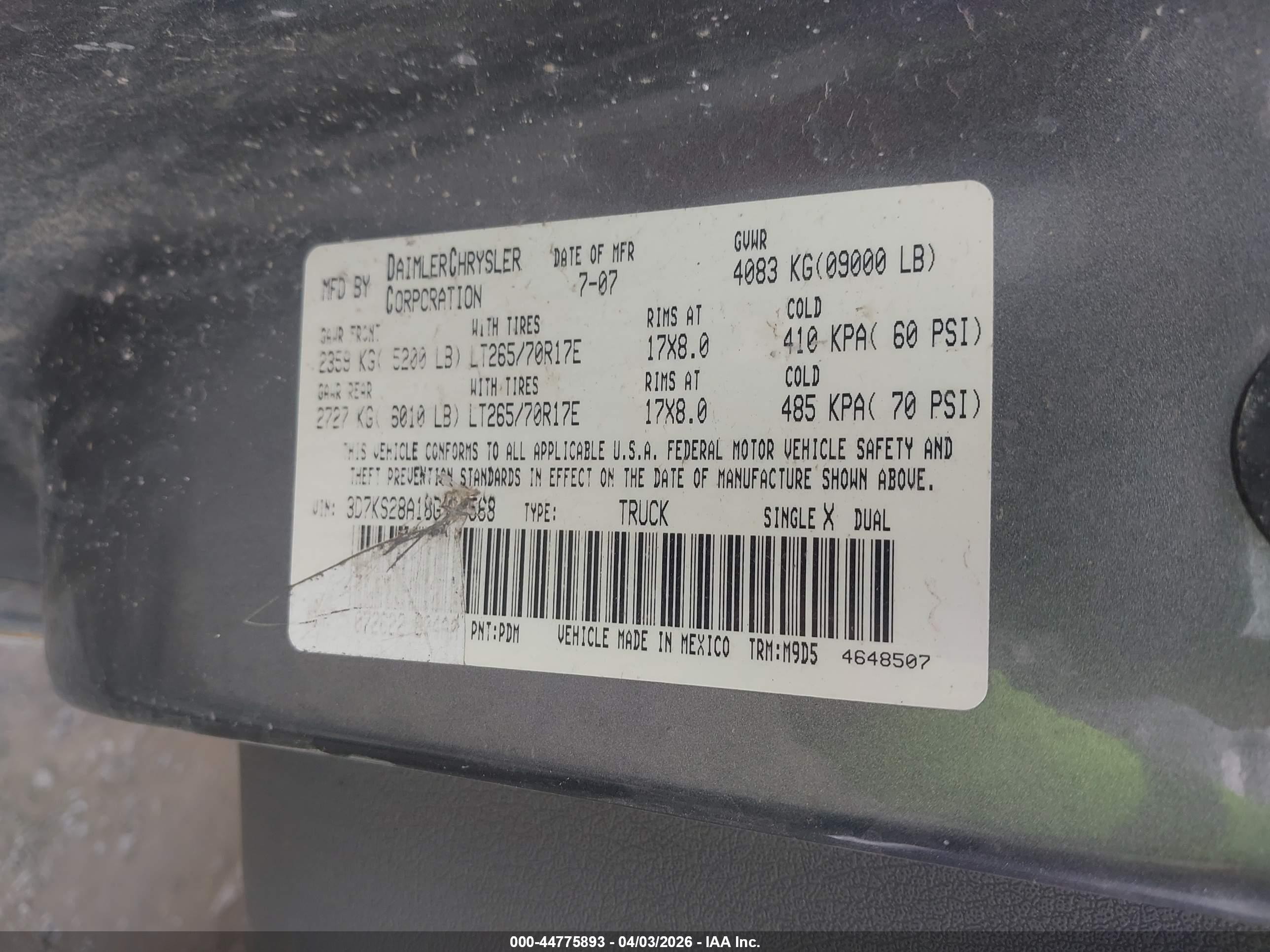 2008 Dodge Ram 2500 Slt/power Wagon Gray vin: 3D7KS28A18G115568