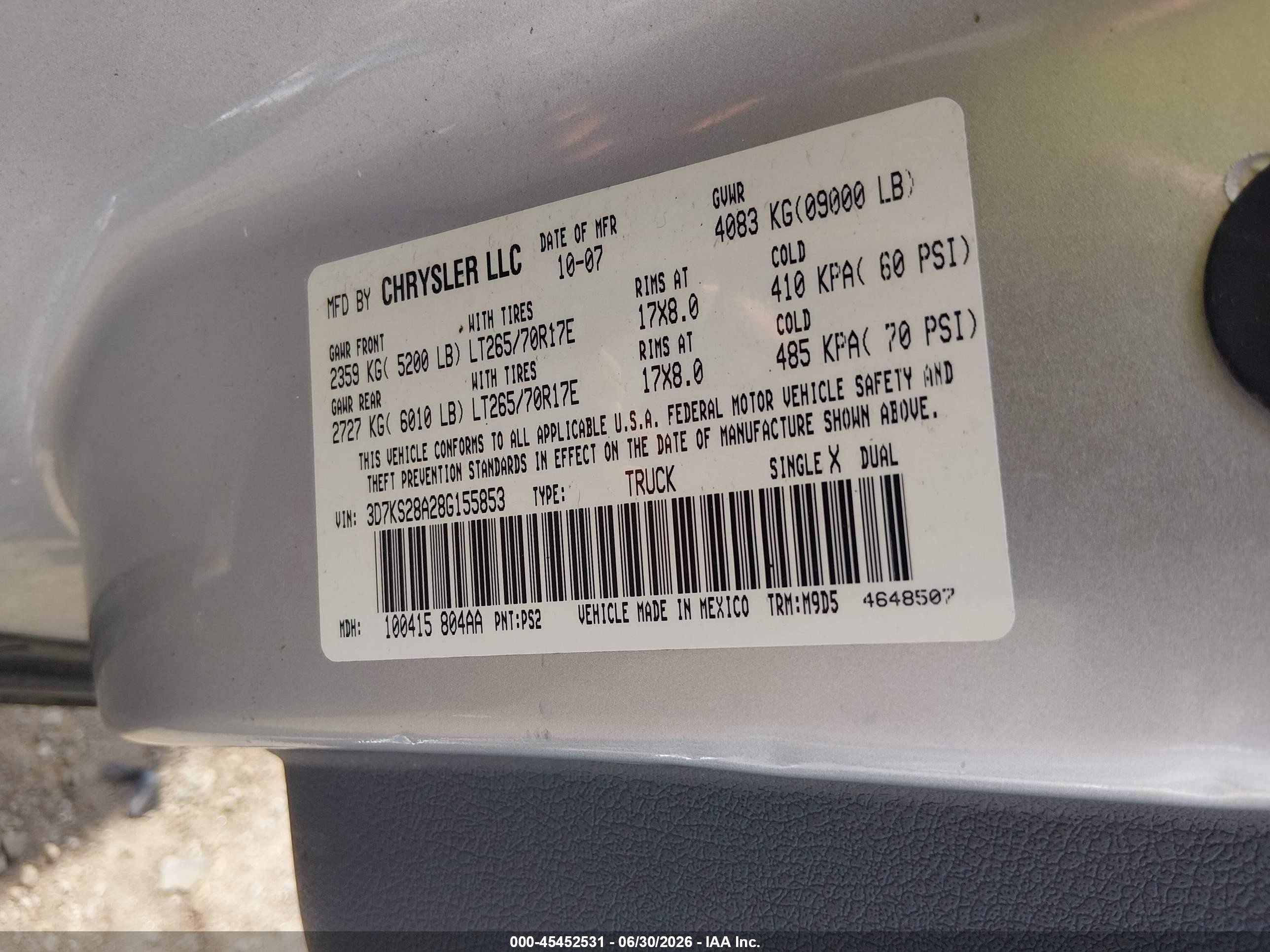 2008 Dodge Ram 2500 Slt/power Wagon Silver vin: 3D7KS28A28G155853