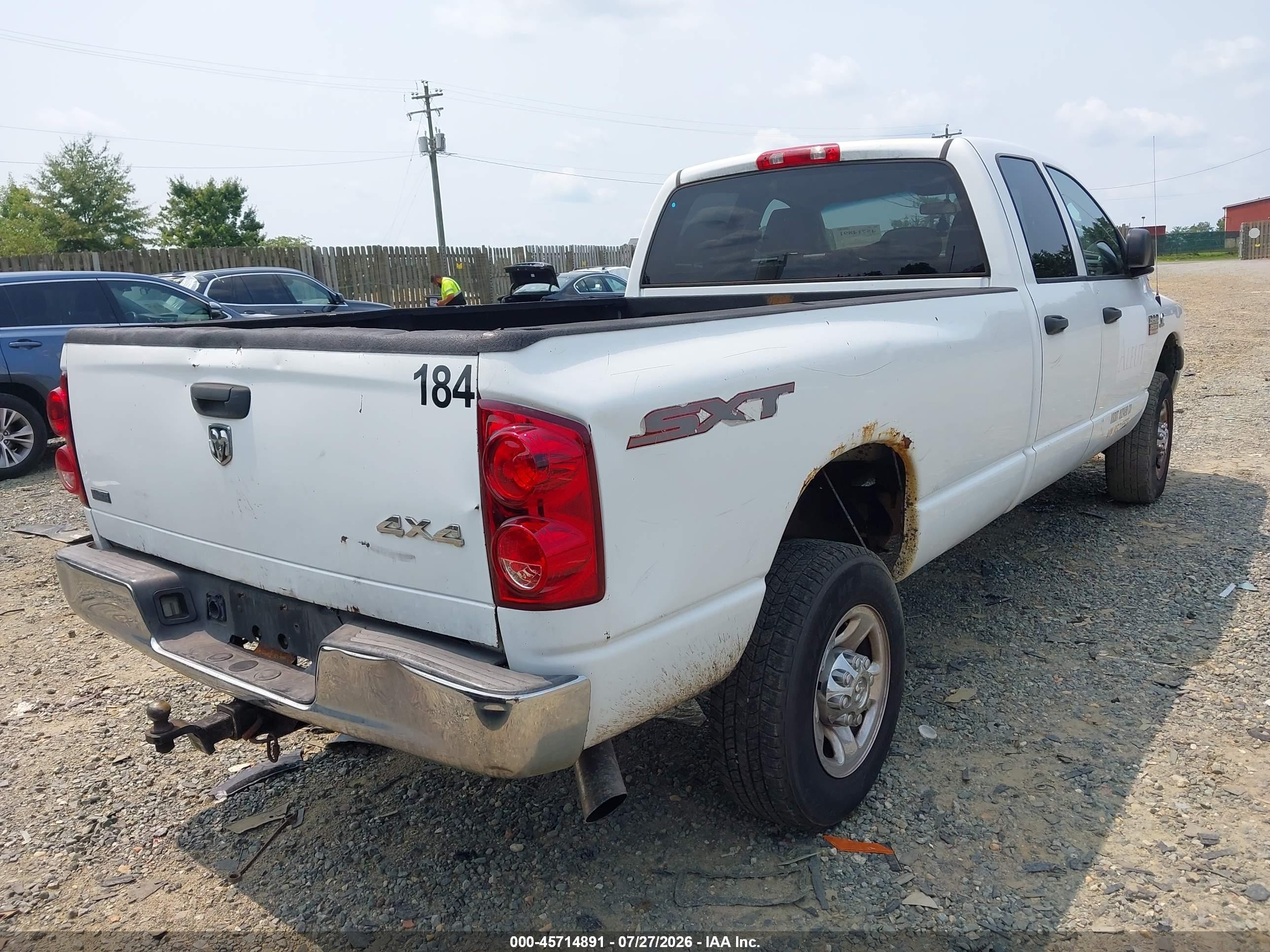2008 Dodge Ram 2500 St/sxt White vin: 3D7KS28A28G216523