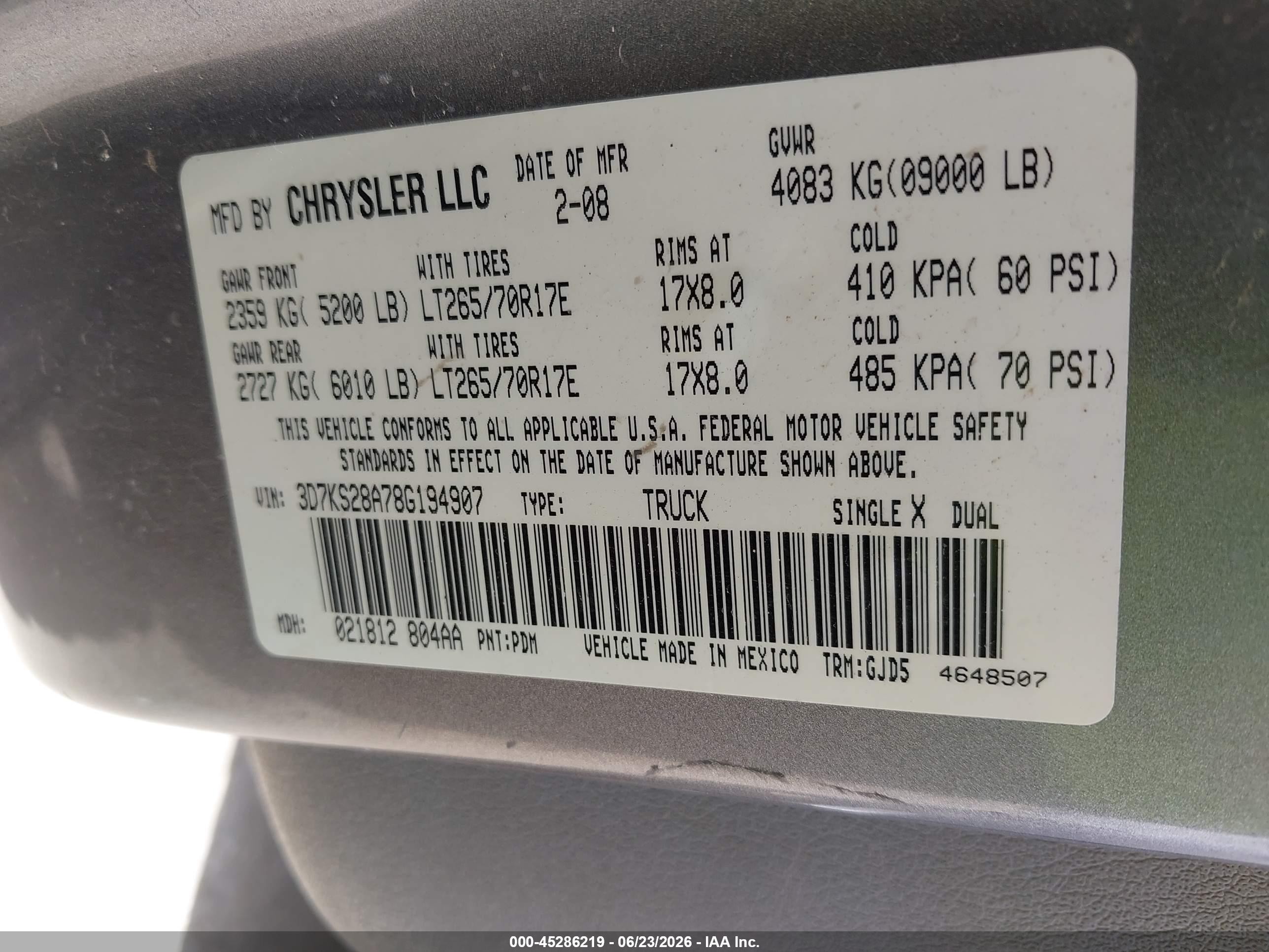 2008 Dodge Ram 2500 Laramie Gray vin: 3D7KS28A78G194907