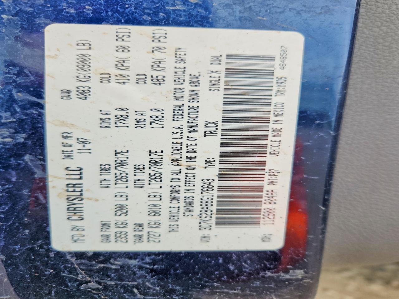2008 Dodge Ram 2500 St Blue vin: 3D7KS28A88G176643
