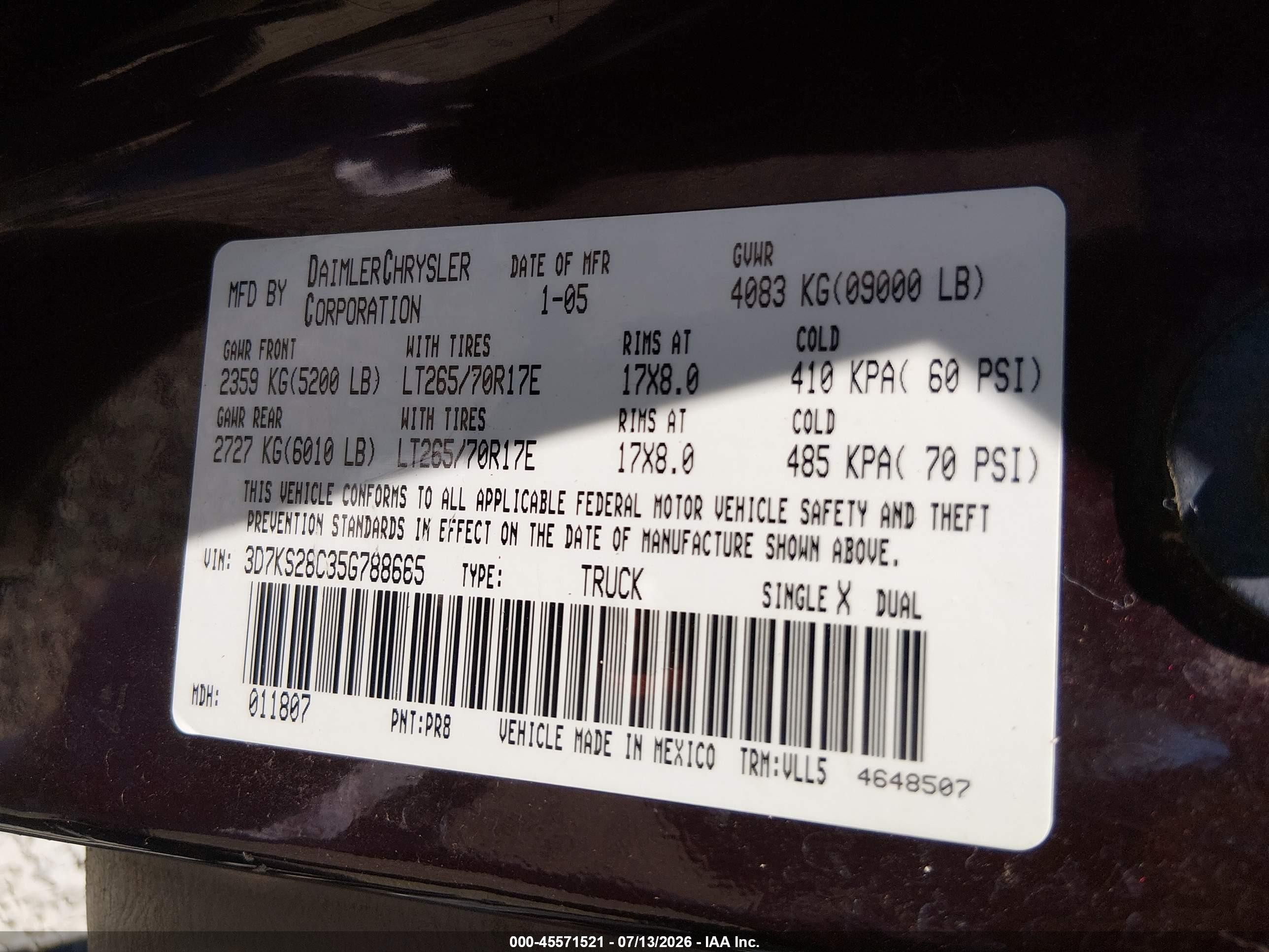 2005 Dodge Ram 2500 Slt/laramie Red vin: 3D7KS28C35G788665