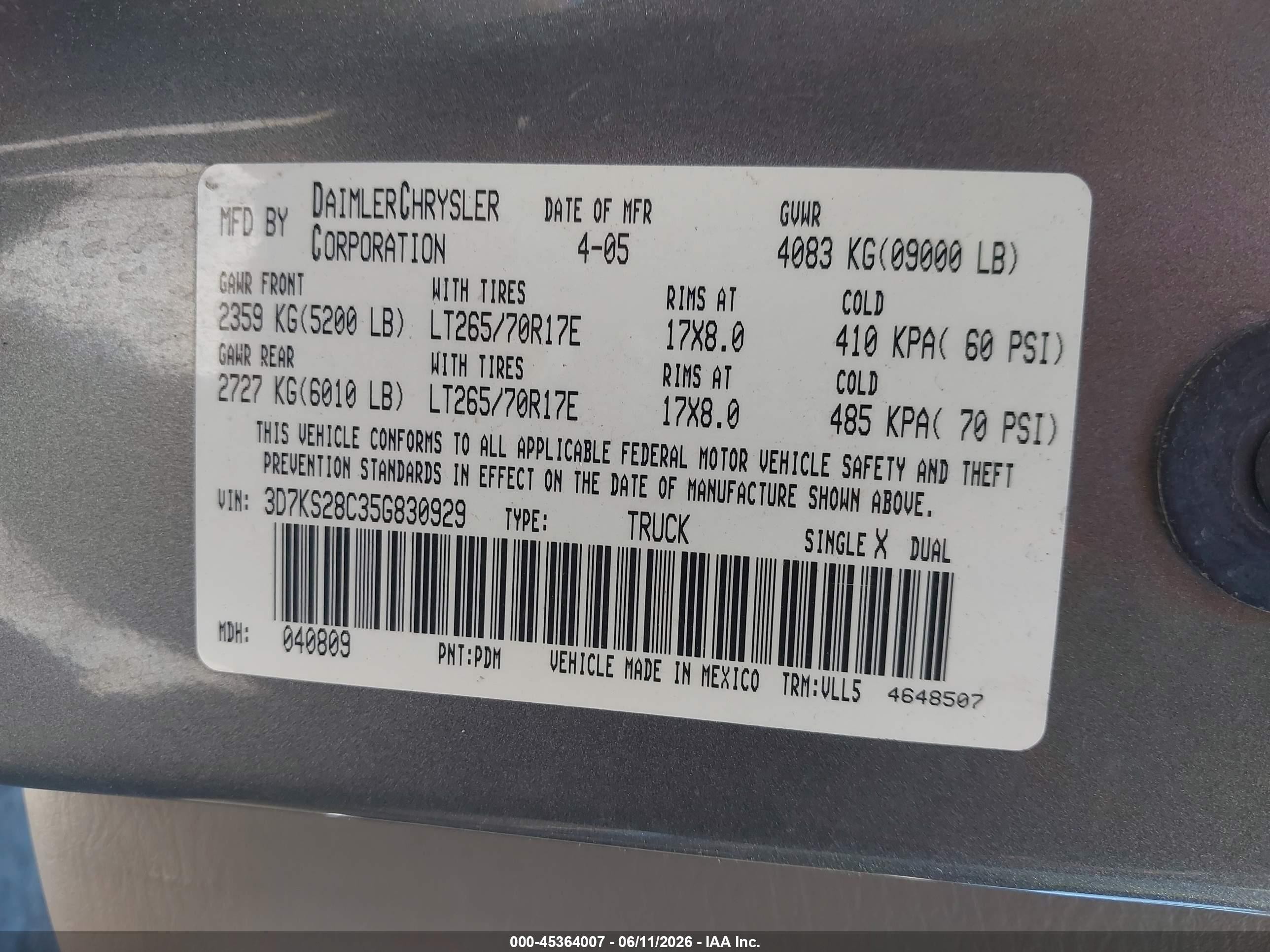 2005 Dodge Ram 2500 Slt/laramie Gray vin: 3D7KS28C35G830929