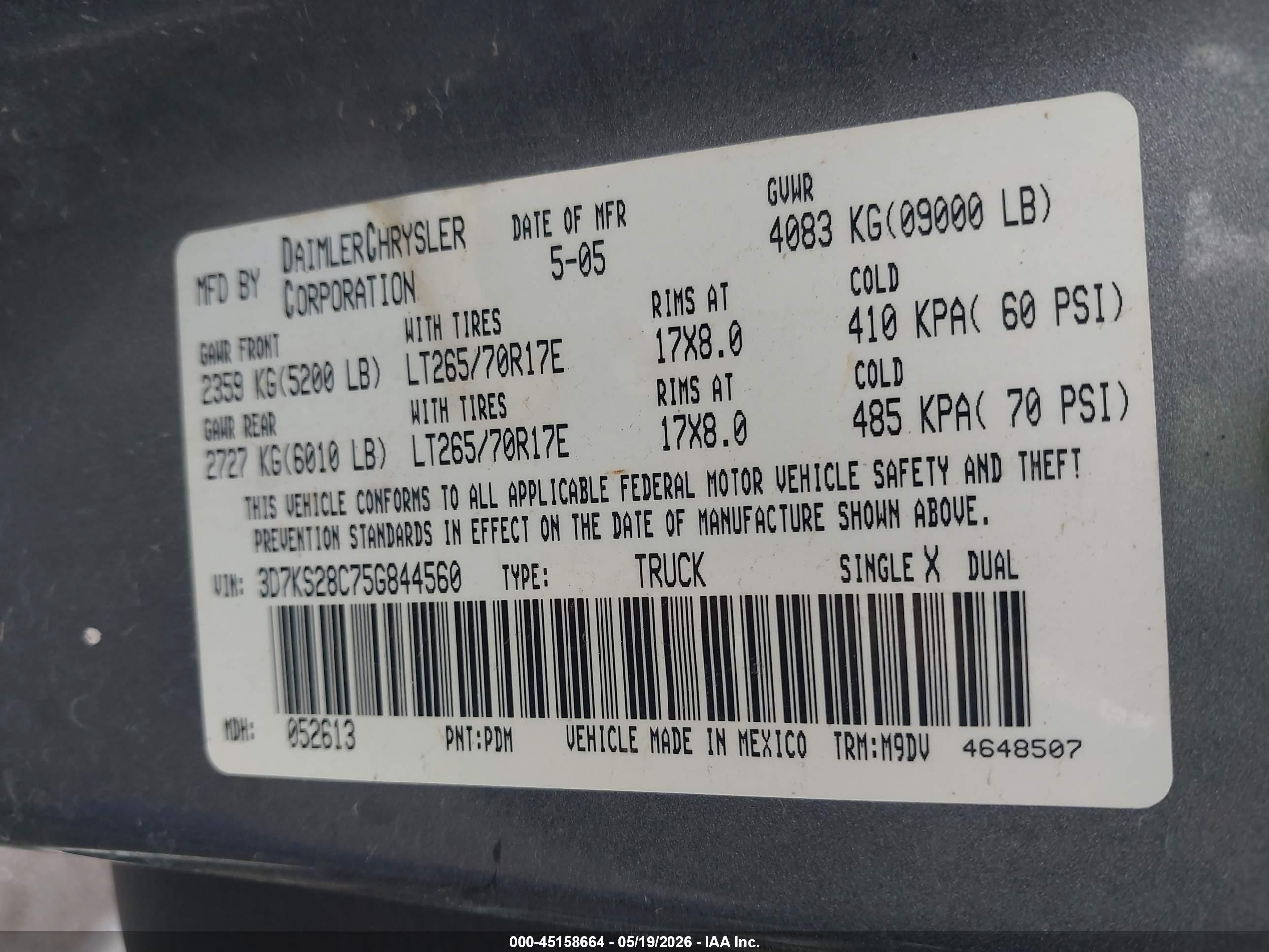 2005 Dodge Ram 2500 Slt/laramie Gray vin: 3D7KS28C75G844560