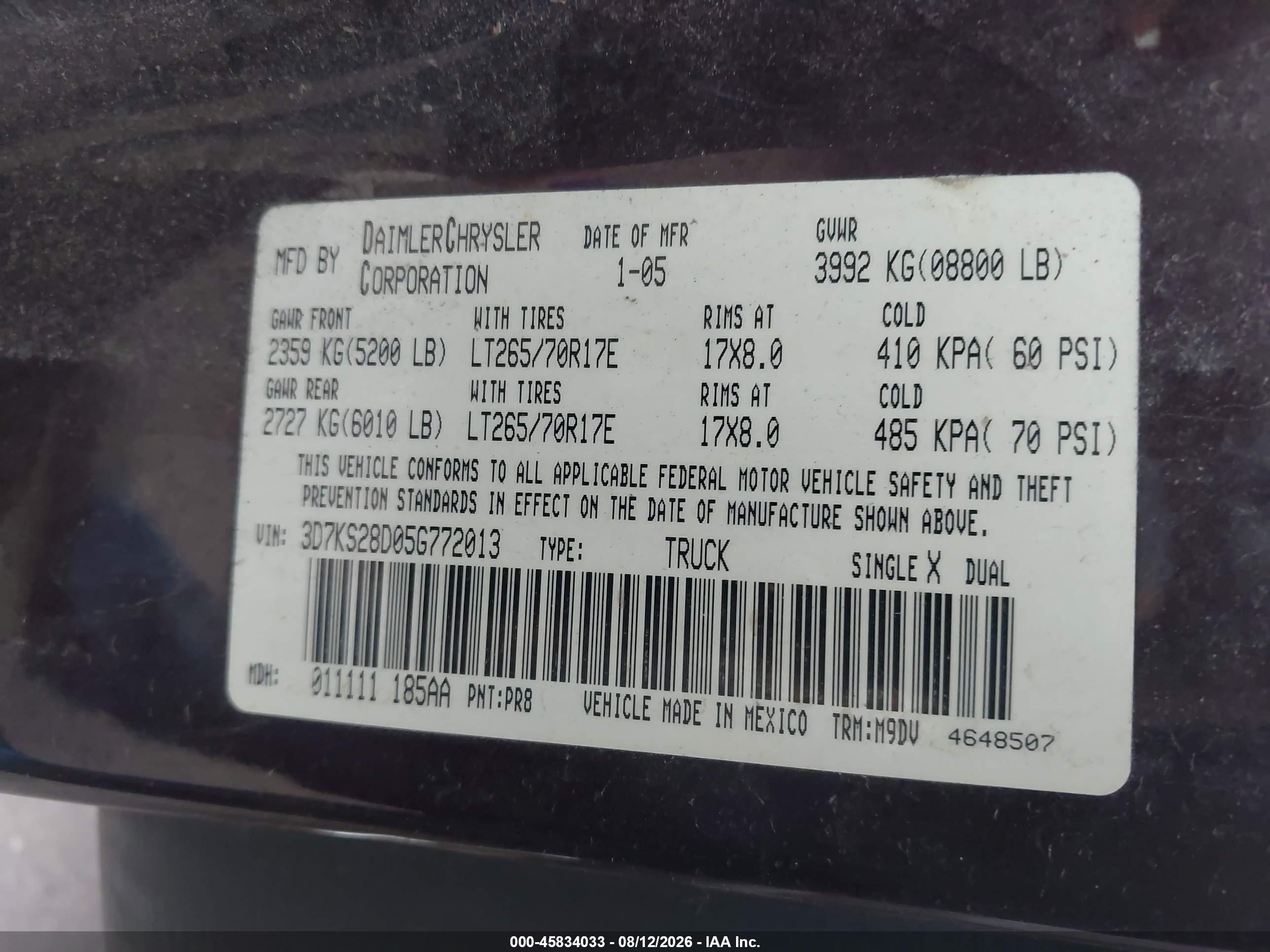 2005 Dodge Ram 2500 Slt/laramie Maroon vin: 3D7KS28D05G772013