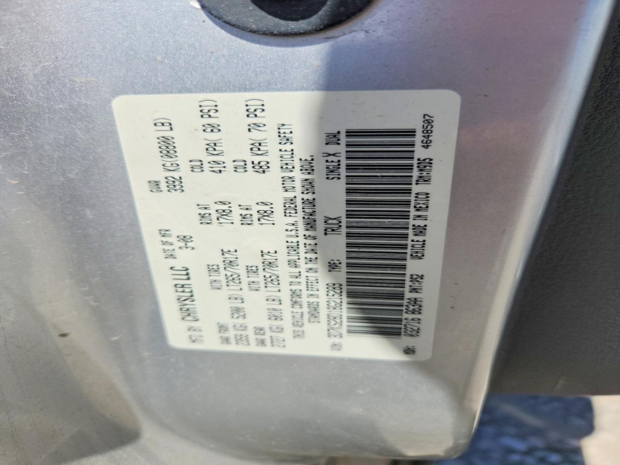 2008 Dodge Ram 2500 St Silver vin: 3D7KS28D18G215289