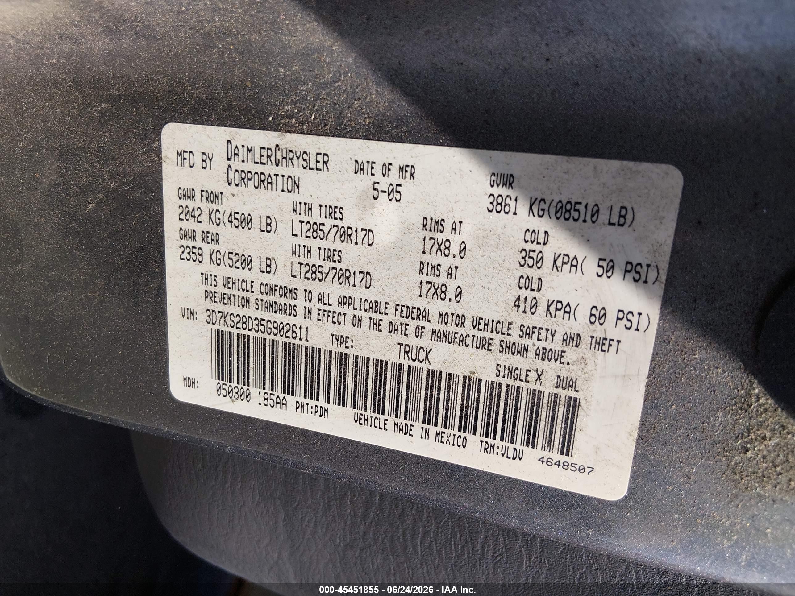2005 Dodge Ram 2500 Slt/laramie Gray vin: 3D7KS28D35G902611