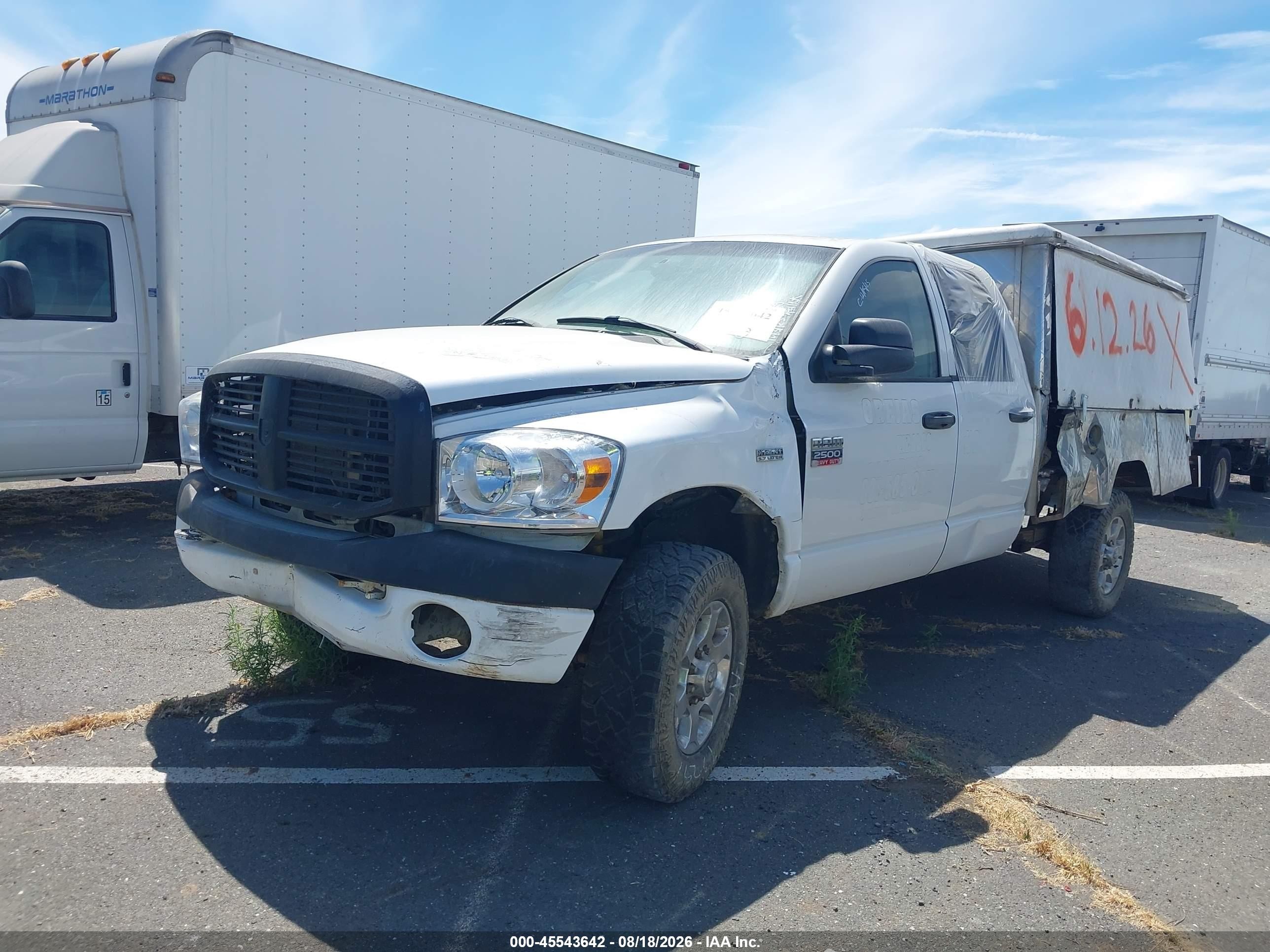 2008 Dodge Ram 2500 St/sxt White vin: 3D7KS28D38G248696