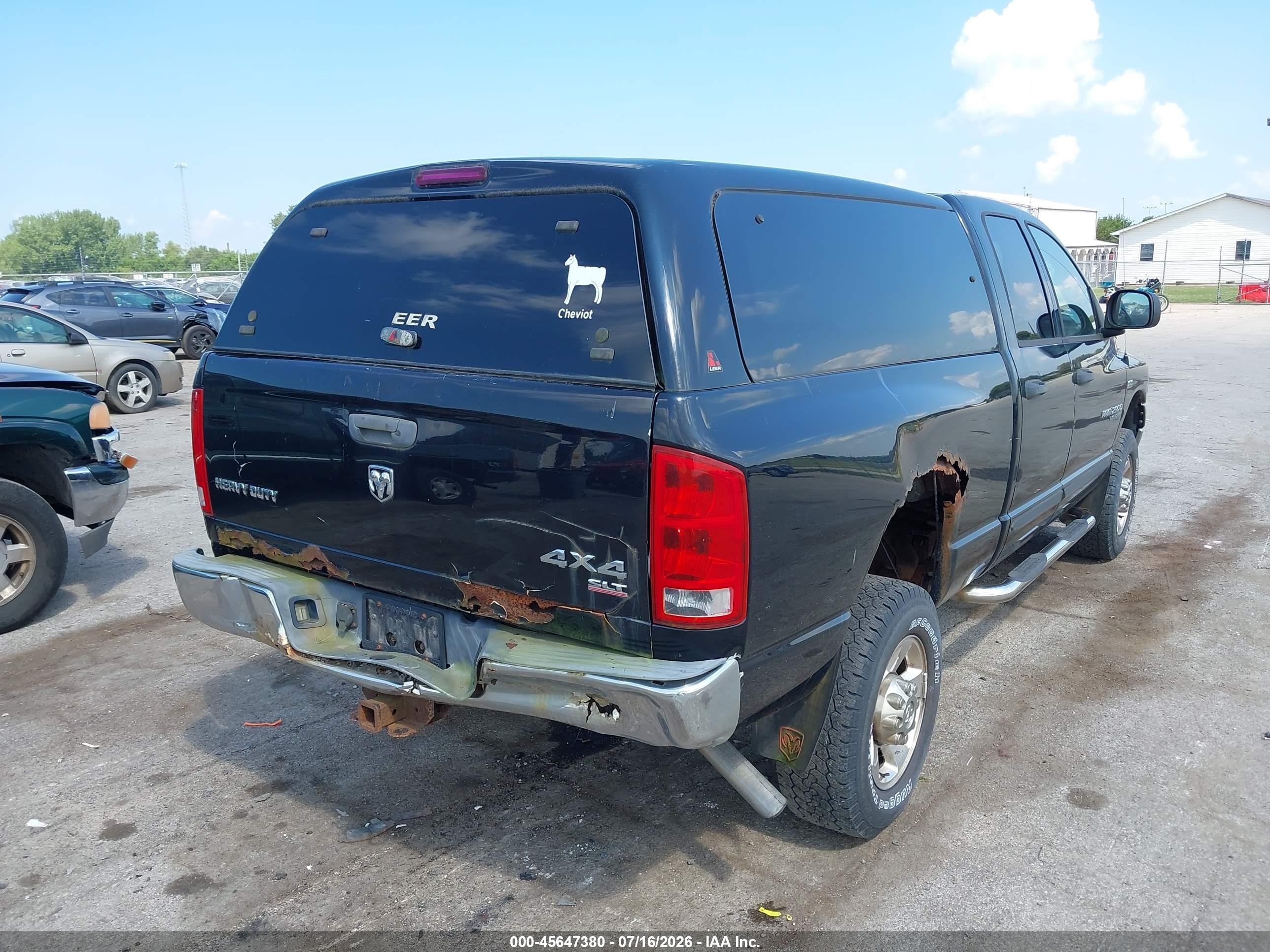 2006 Dodge Ram 2500 Slt/trx4 Off Road/sport/power Wagon Black vin: 3D7KS28D86G109578