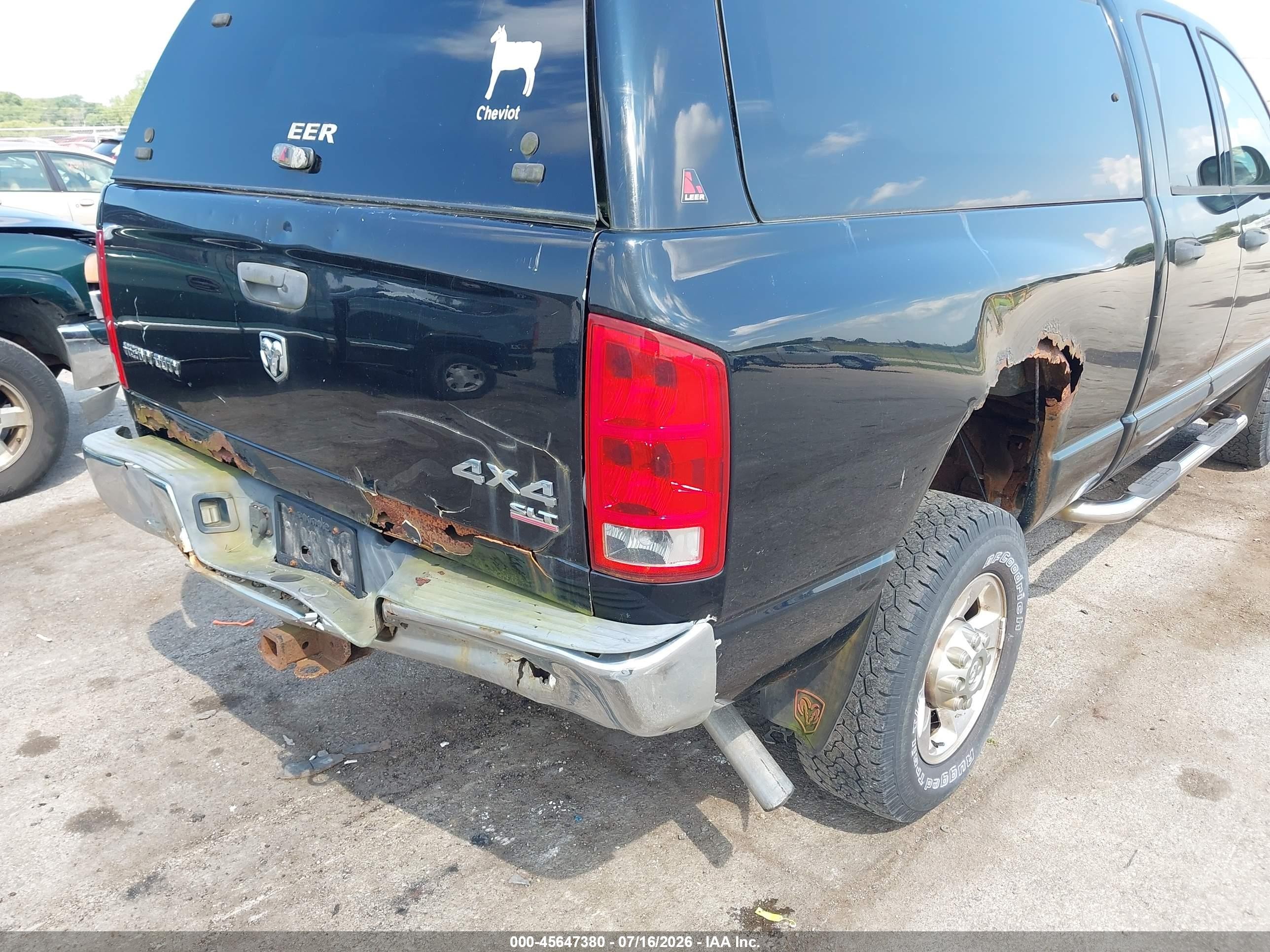 2006 Dodge Ram 2500 Slt/trx4 Off Road/sport/power Wagon Black vin: 3D7KS28D86G109578