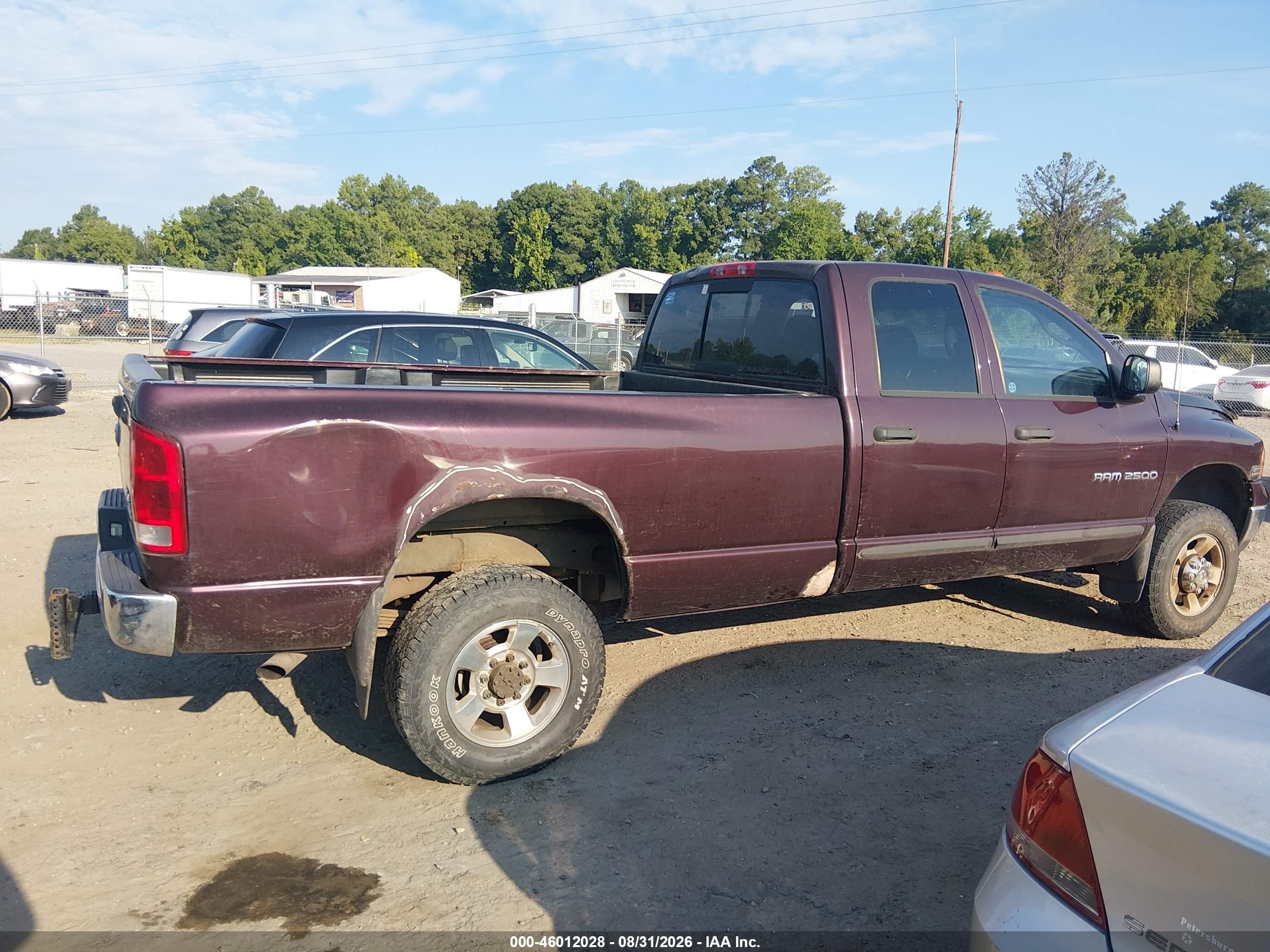2005 Dodge Ram 2500 Slt/laramie Burgundy vin: 3D7KS28DX5G819922
