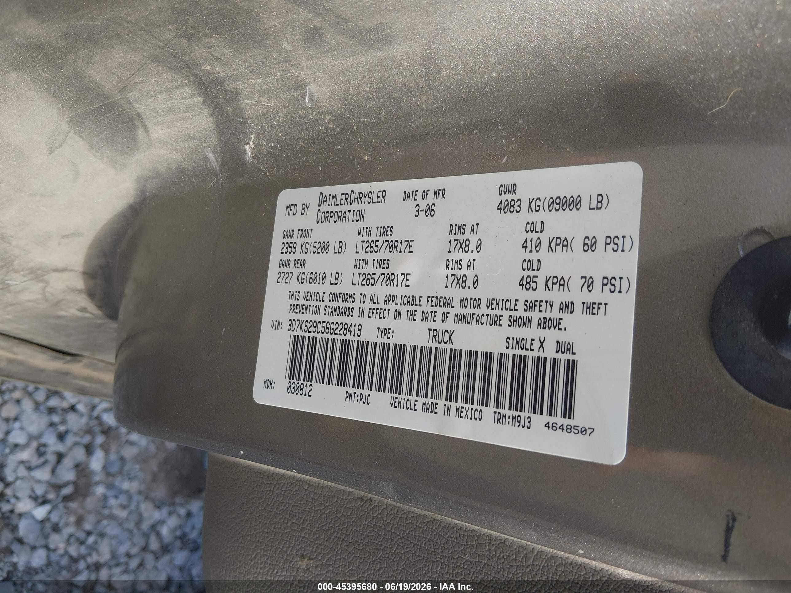 2006 Dodge Ram 2500 Slt Gold vin: 3D7KS29C56G228419