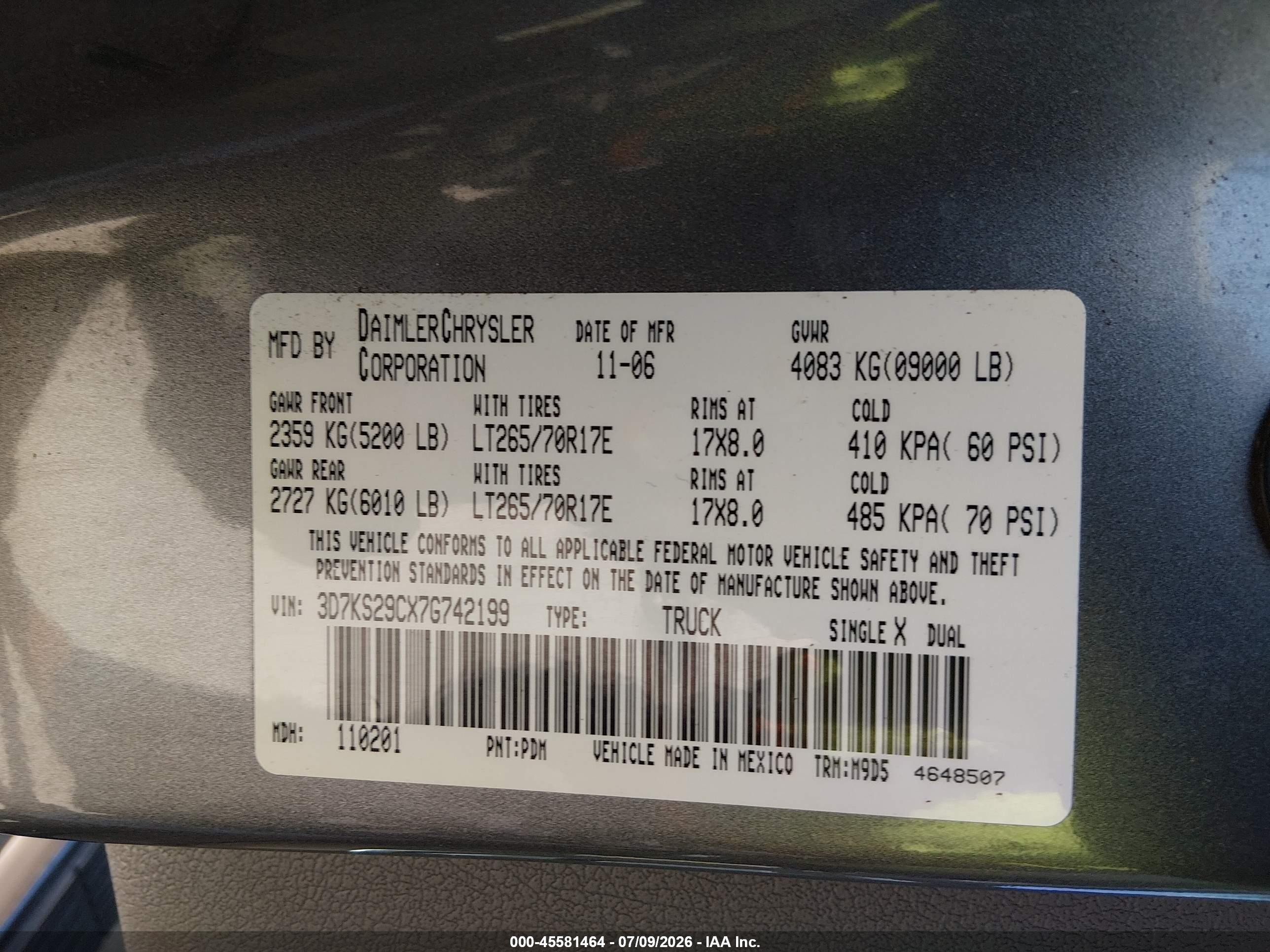 2007 Dodge Ram 2500 Slt Gray vin: 3D7KS29CX7G742199